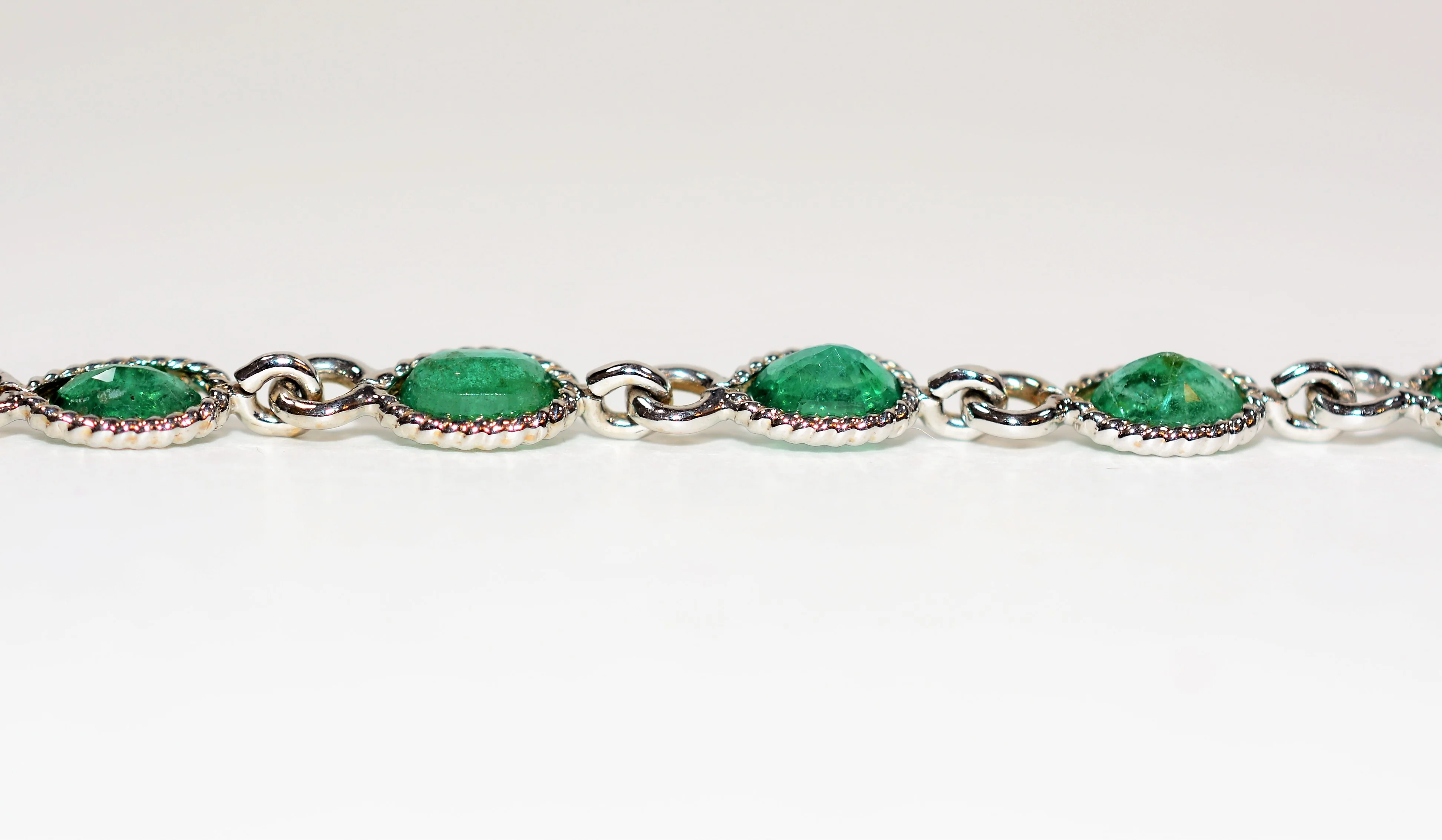 Natural Colombian Emerald Bracelet 14K Solid White Gold 7.98tcw Tennis Bracelet May Birthstone Bracelet Green Bracelet Vintage Bracelet - Image 3