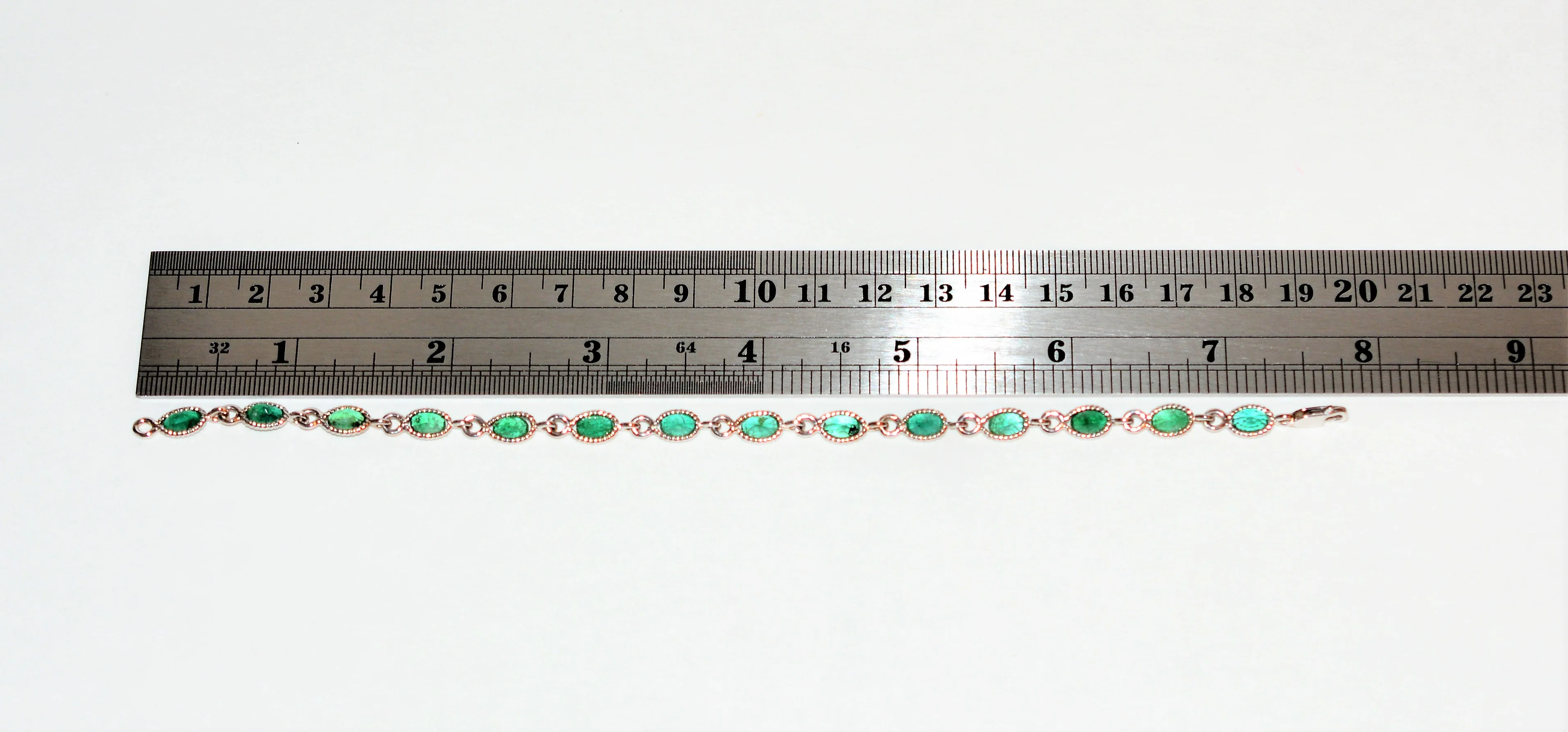 Natural Colombian Emerald Bracelet 14K Solid White Gold 7.98tcw Tennis Bracelet May Birthstone Bracelet Green Bracelet Vintage Bracelet - Image 9