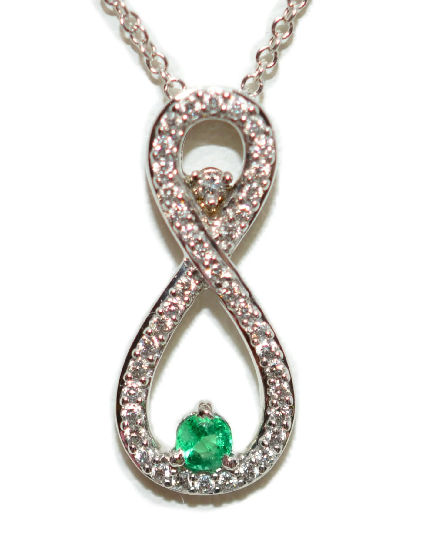 Natural Colombian Emerald & Diamond Necklace .30tcw 14K White Gold Gemstone Pendant Necklace May Birthstone Necklace Green Estate Jewelry - Image 2