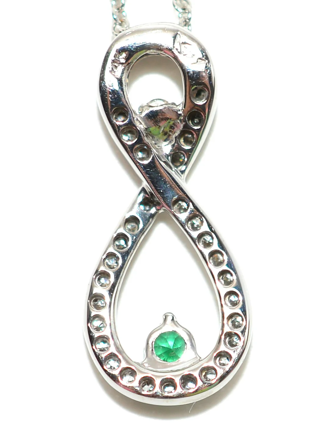 Natural Colombian Emerald & Diamond Necklace .30tcw 14K White Gold Gemstone Pendant Necklace May Birthstone Necklace Green Estate Jewelry - Image 6