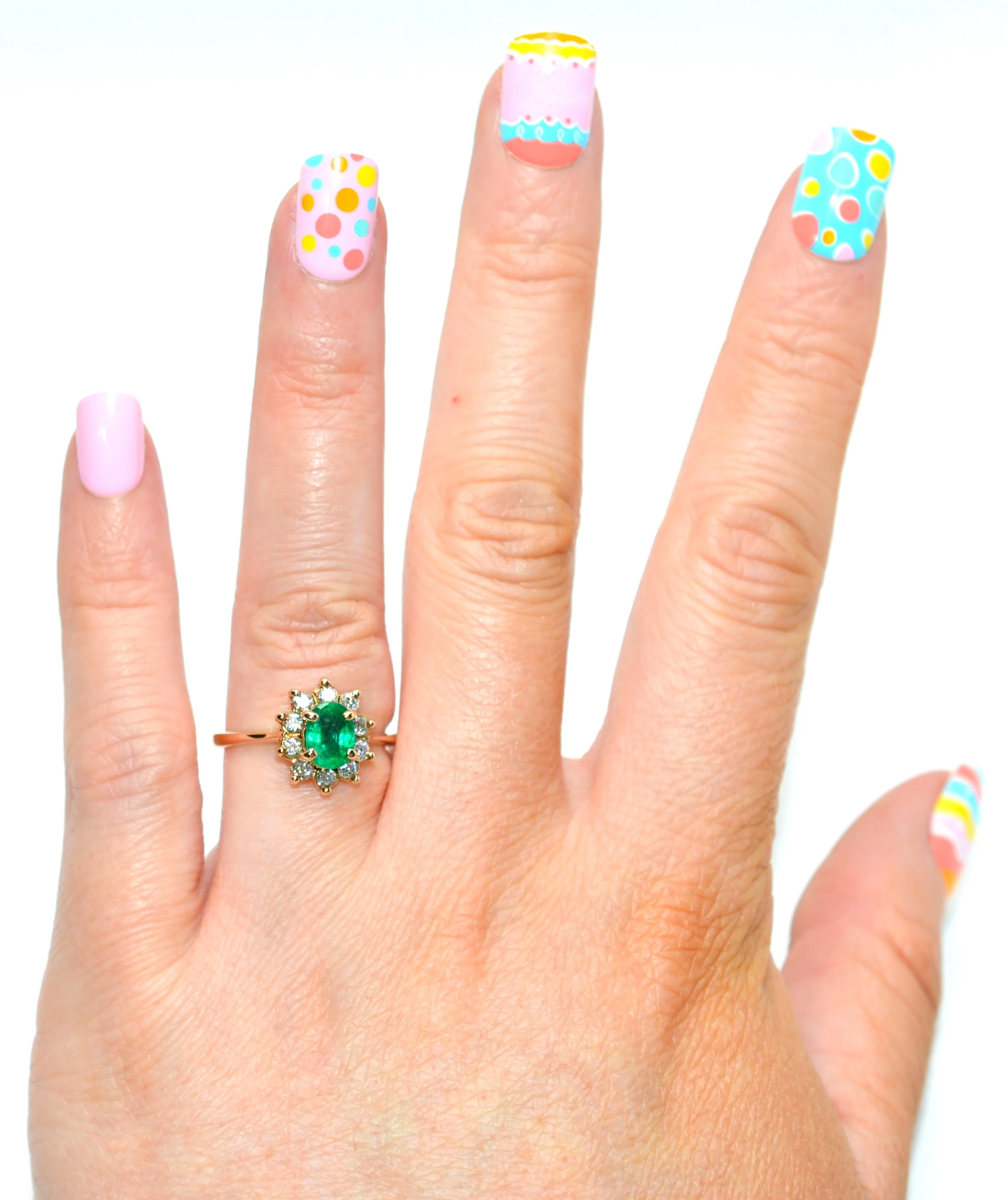 Natural Colombian Emerald & Diamond Ring 14K Solid Gold .83tcw Cluster Halo Statement Ring Vintage Ring Emerald Ring May Birthstone Ring - Image 2