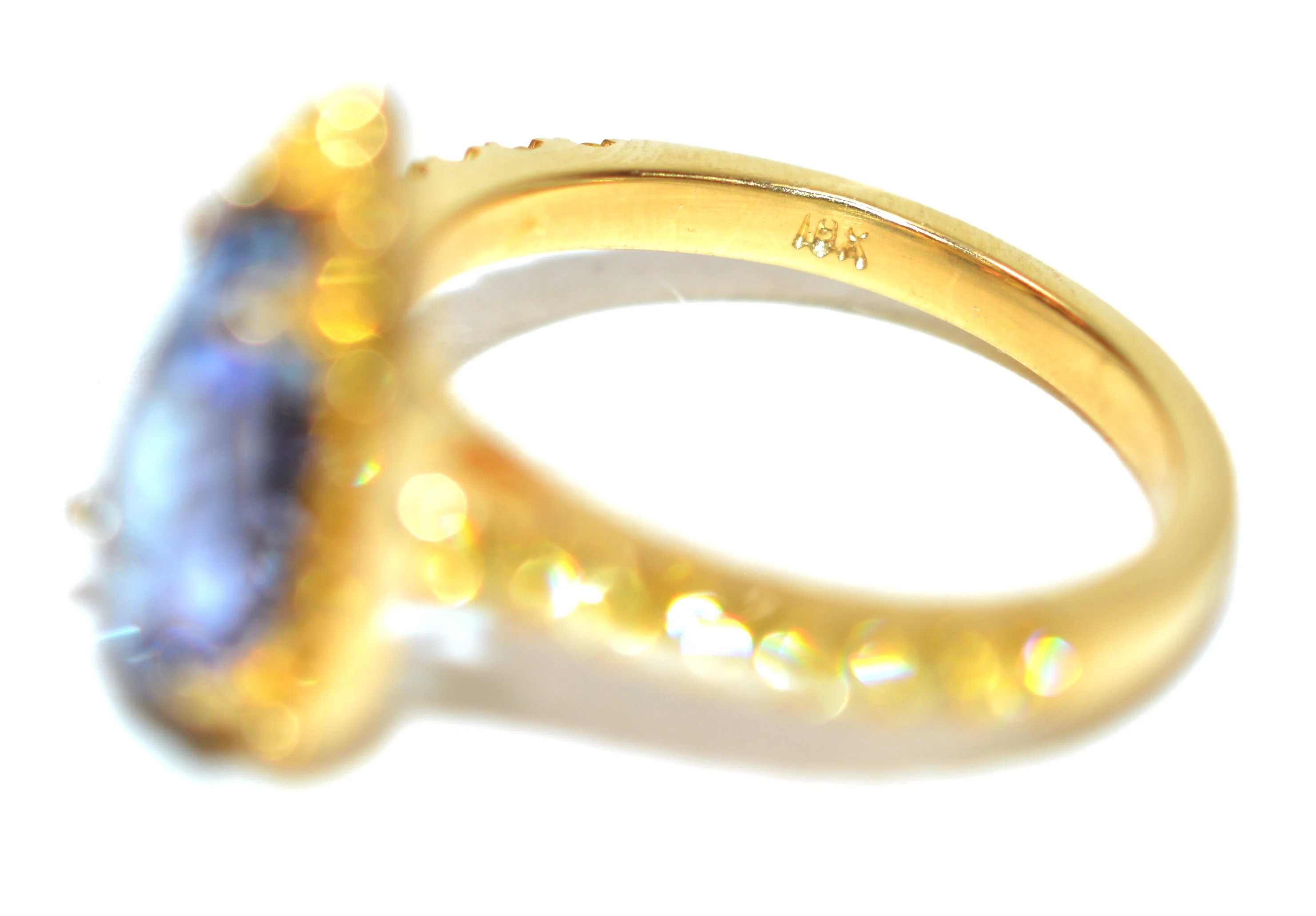 Natural D'Block Tanzanite & Fancy Yellow Diamond Ring 18K Solid Gold 3.82tcw Birthstone Statement Gemstone Bridal Cocktail Engagement Estate - Image 6