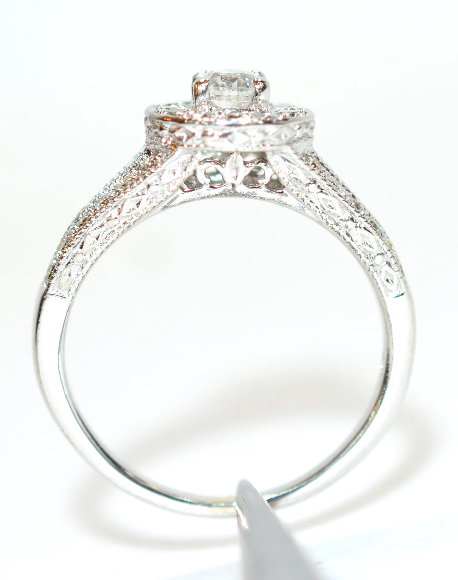 Natural Diamond Ring 14K Solid White Gold .64tcw Engagement Ring Wedding Ring Bridal Jewelry Anniversary Ring Cocktail Ring Designer Ring - Image 3