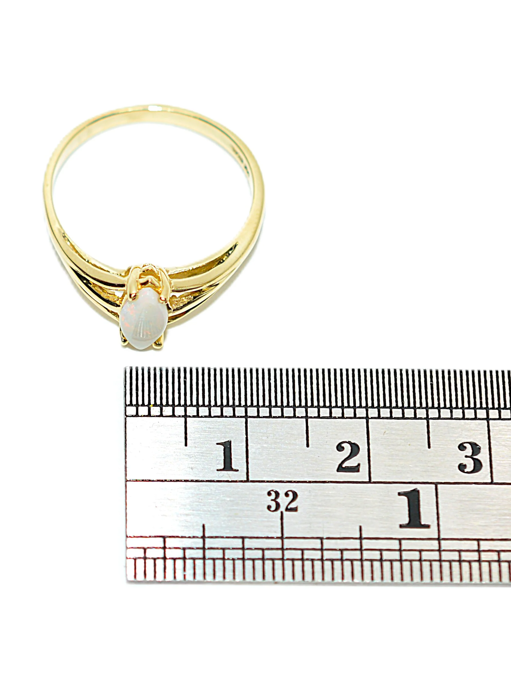Natural Ethiopian Opal Ring 14K Solid Gold Solitaire Gemstone Ring October Birthstone Ring Statement Ring White Rainbow Ring Fine Opal - Image 10