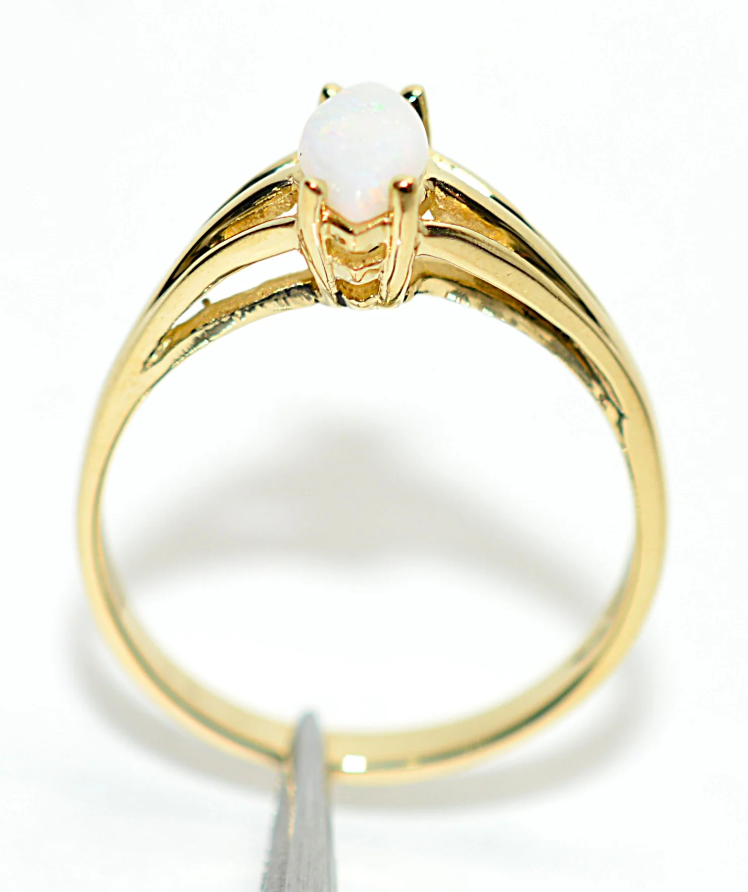 Natural Ethiopian Opal Ring 14K Solid Gold Solitaire Gemstone Ring October Birthstone Ring Statement Ring White Rainbow Ring Fine Opal - Image 3