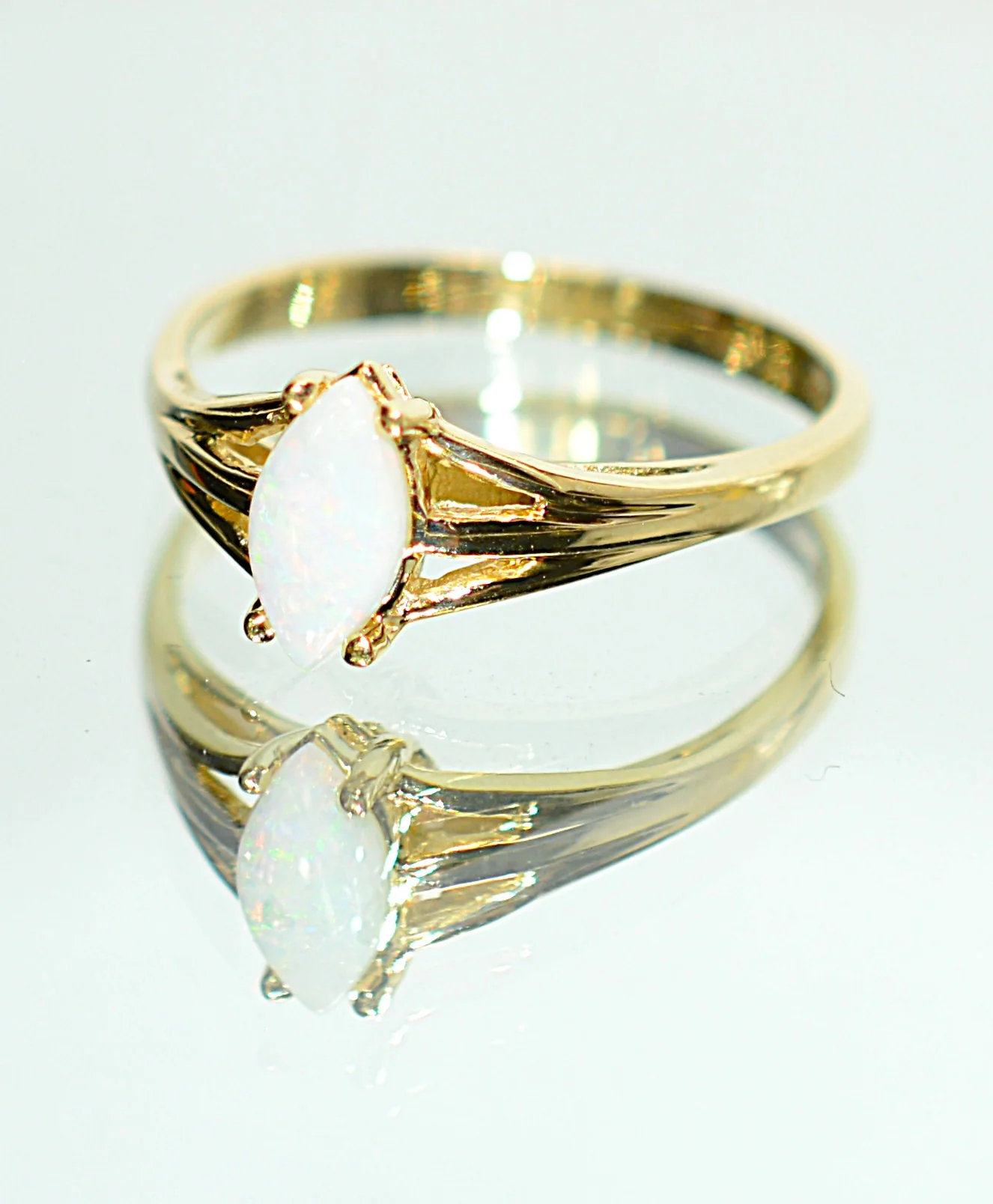 Natural Ethiopian Opal Ring 14K Solid Gold Solitaire Gemstone Ring October Birthstone Ring Statement Ring White Rainbow Ring Fine Opal - Image 8