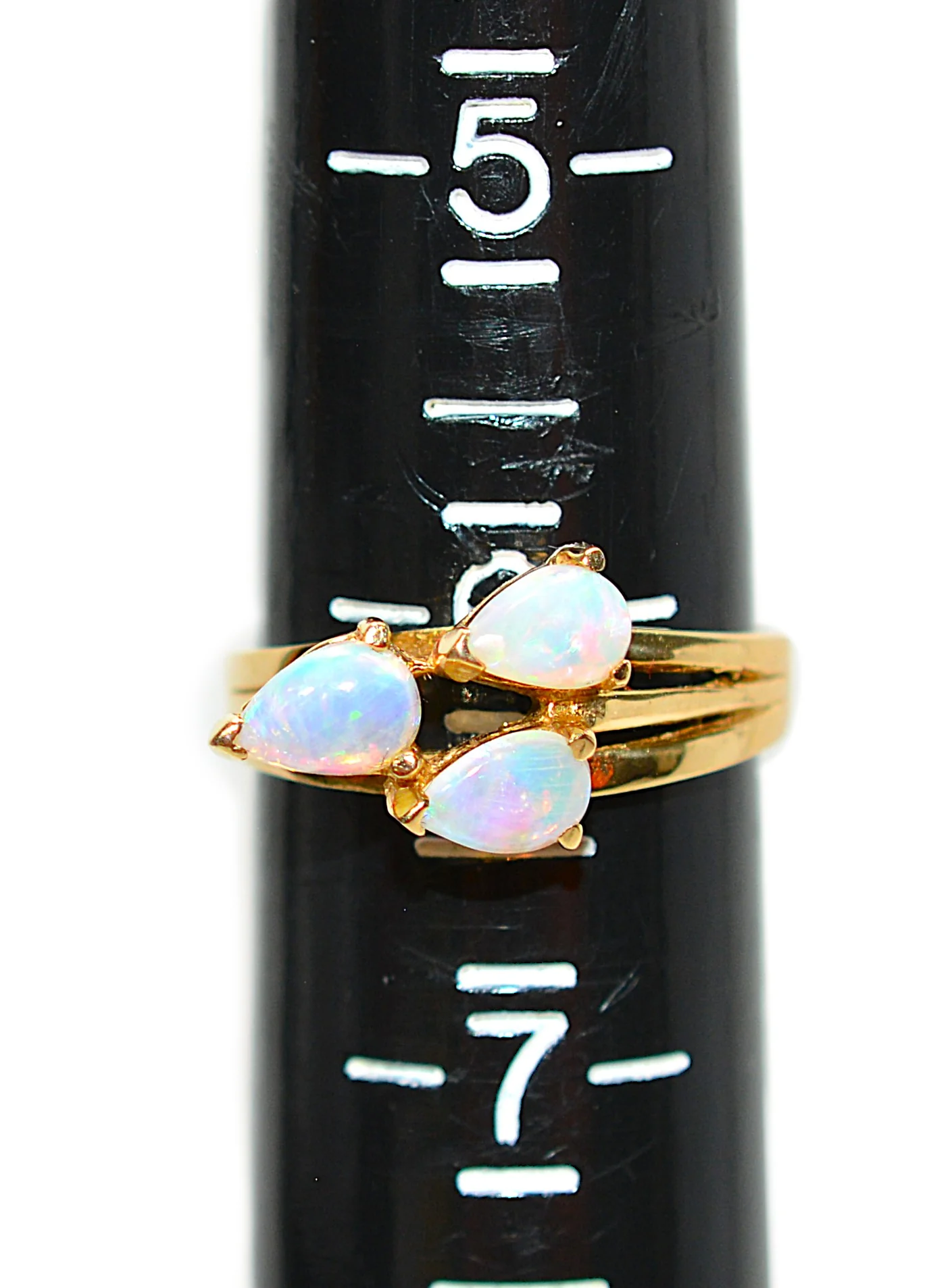 Natural Ethiopian Opal Ring 14K Solid Gold .90tcw Multistone October Birthstone Ring - Image 12