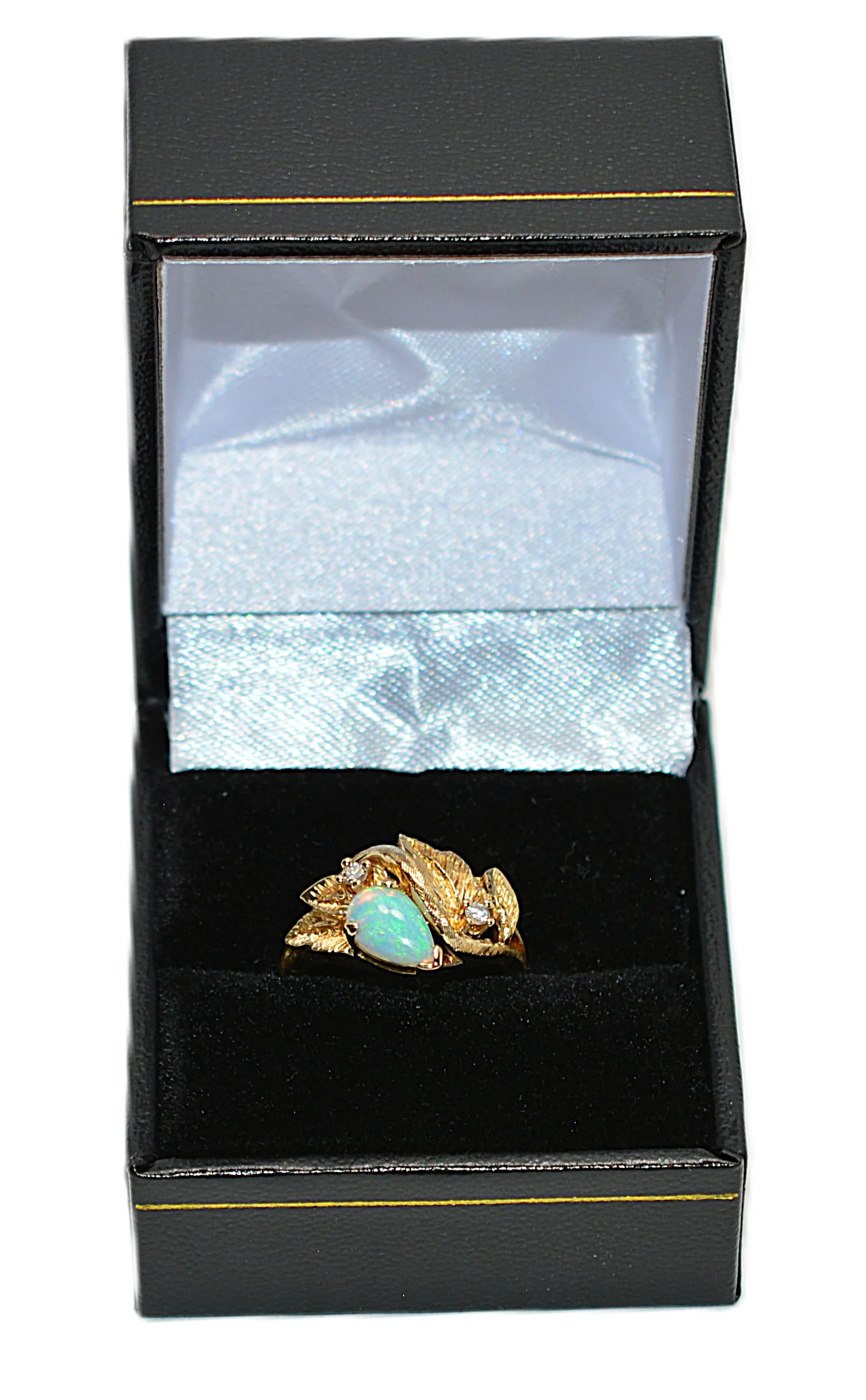 Natural Ethiopian Opal Ring 14K Solid Gold Precious Ring Leaf Ring Statement Ring Boho Ring October Birthstone Ring Pear Gemstone Ring - Image 12