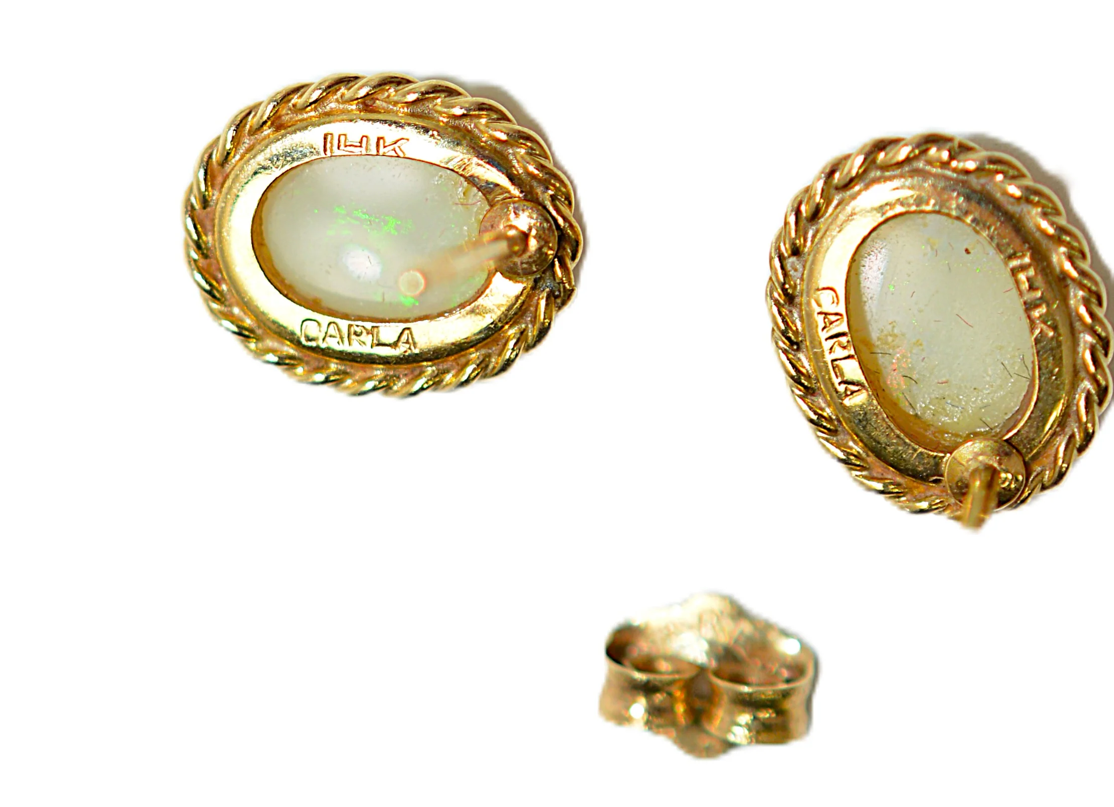 Natural Ethiopian Welo Opal Earrings 14K Gold Earrings Solitaire Earrings Stud Earrings Vintage Earrings Estate Jewelry Fine Jewellery - Image 4