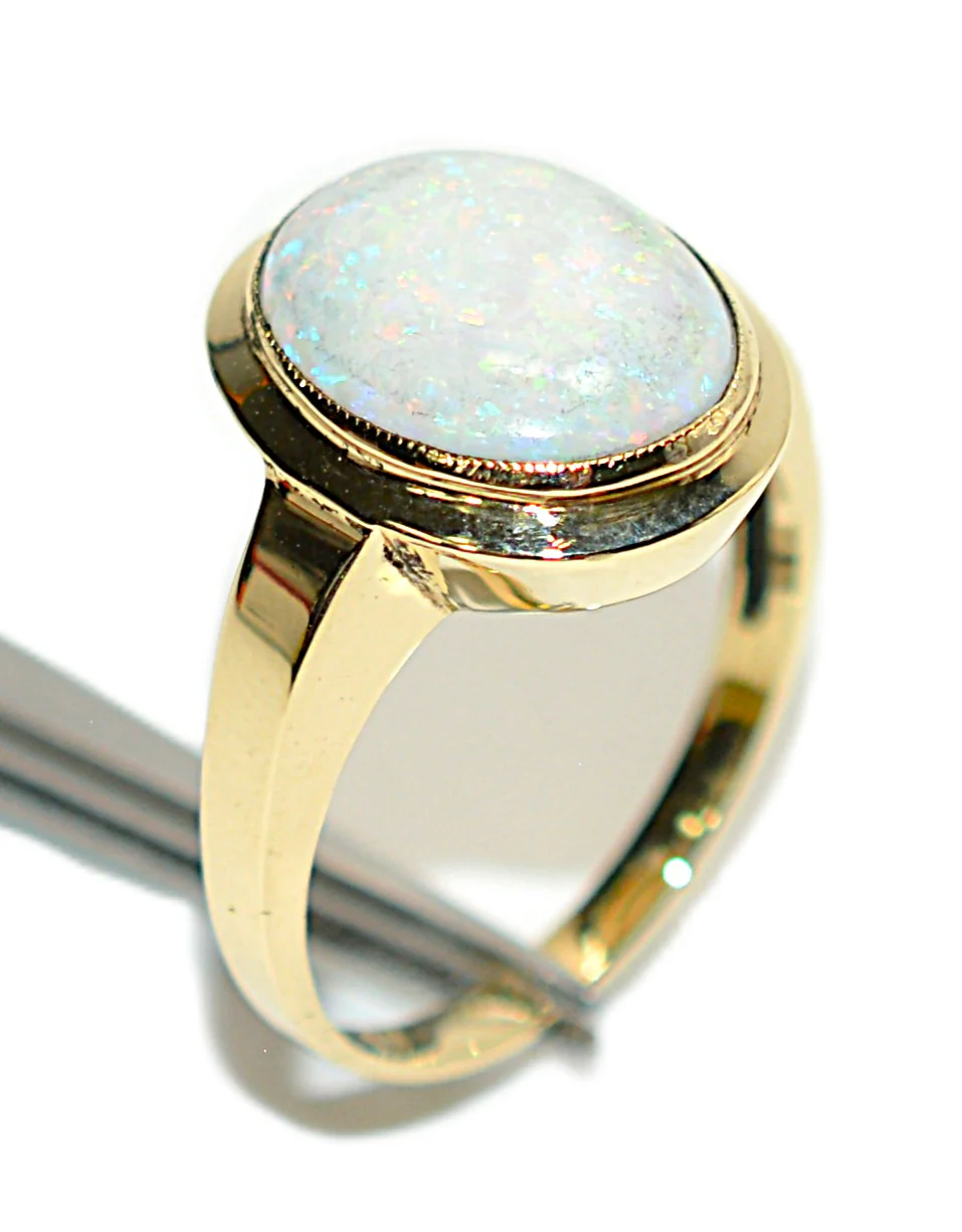 Natural Ethiopian Welo Opal Ring 10K Solid Gold Ring Gemstone Ring October Birthstone Statement Cocktail Ring - Image 4