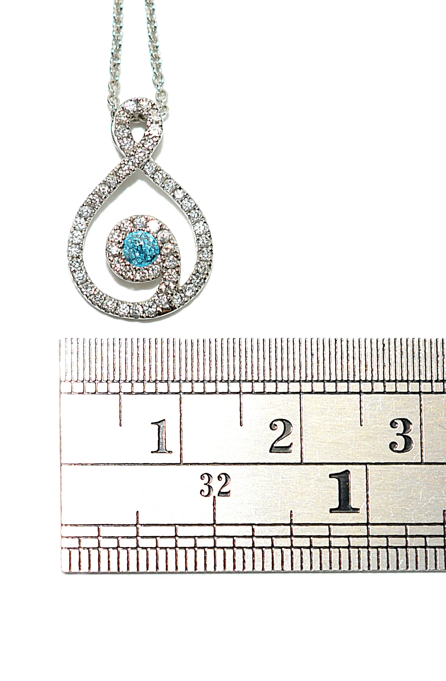 Natural Fancy Blue Diamond Necklace 14K White Gold .36tcw Pendant April Birthstone Fine Jewelry Statement Necklace Diamond Pendant Estate - Image 10