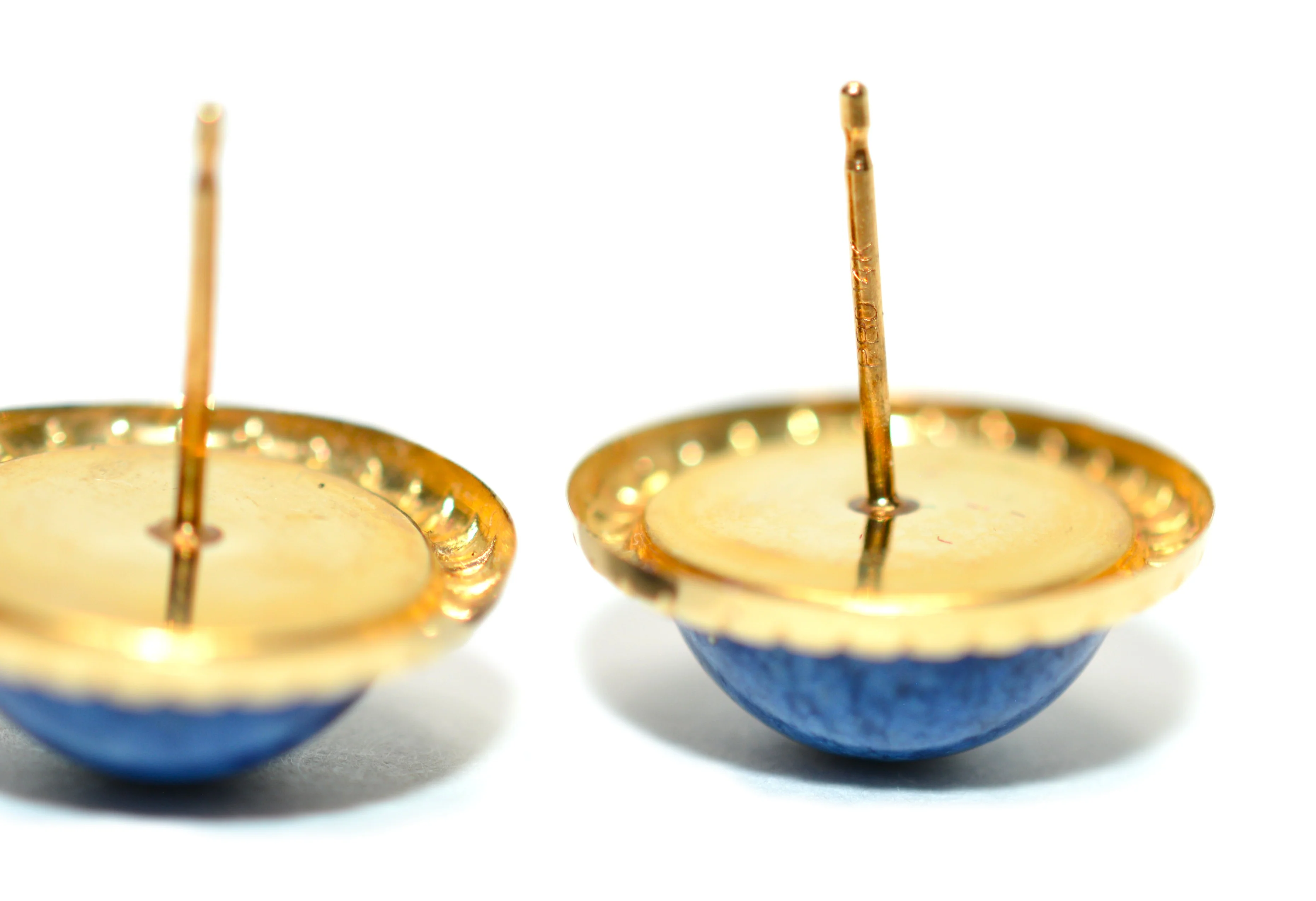 Natural Lapis Lazuli Earrings 14K Solid Gold Earrings Statement Earrings Vintage Earrings Stud Earrings Stud Earrings Fine Estate Earrings - Image 5