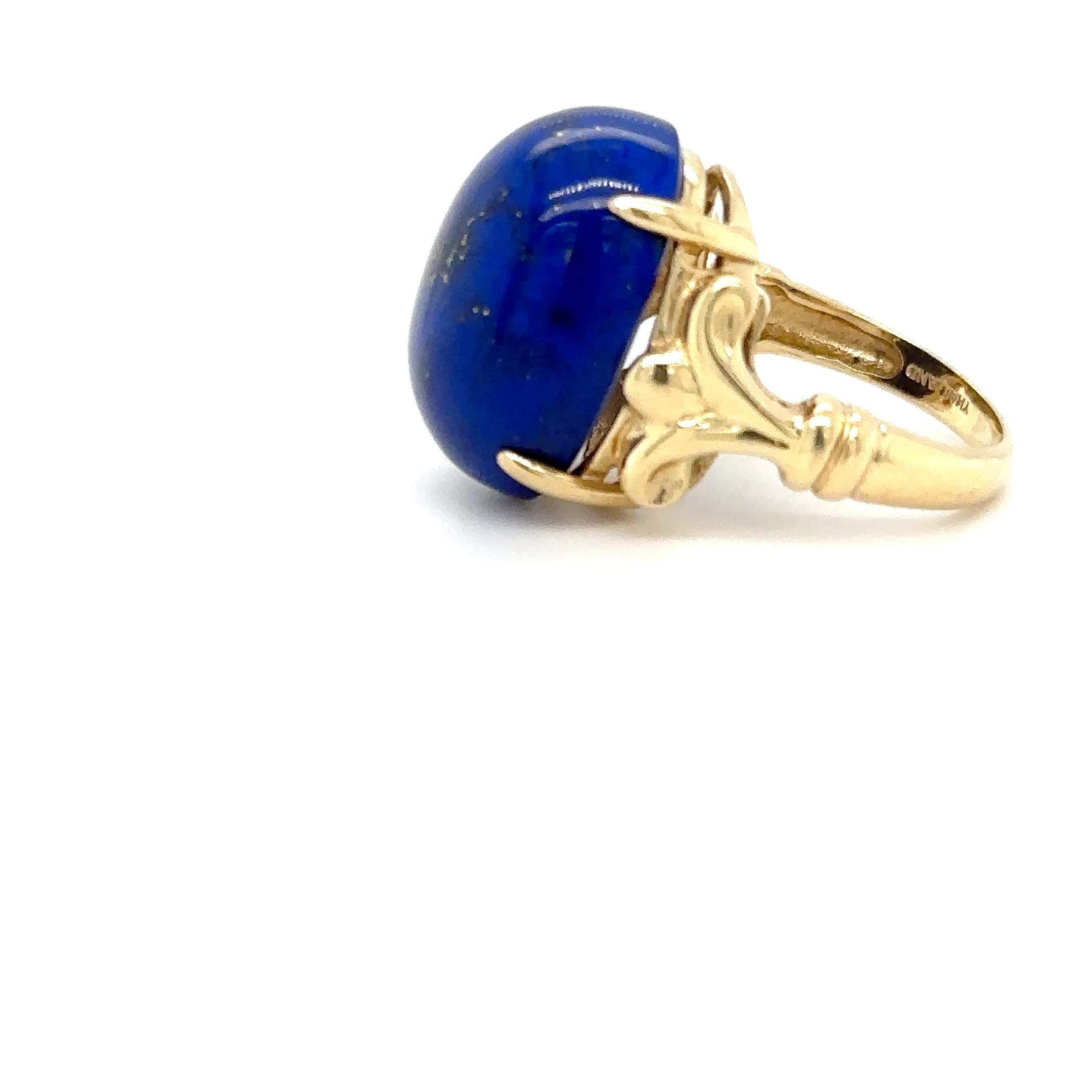 Natural Lapis Lazuli Ring 14K Solid Gold Solitaire Ring Gemstone Ring Blue Ring Cocktail Ring Ladies Ring Vintage Estate Jewelry - Image 9