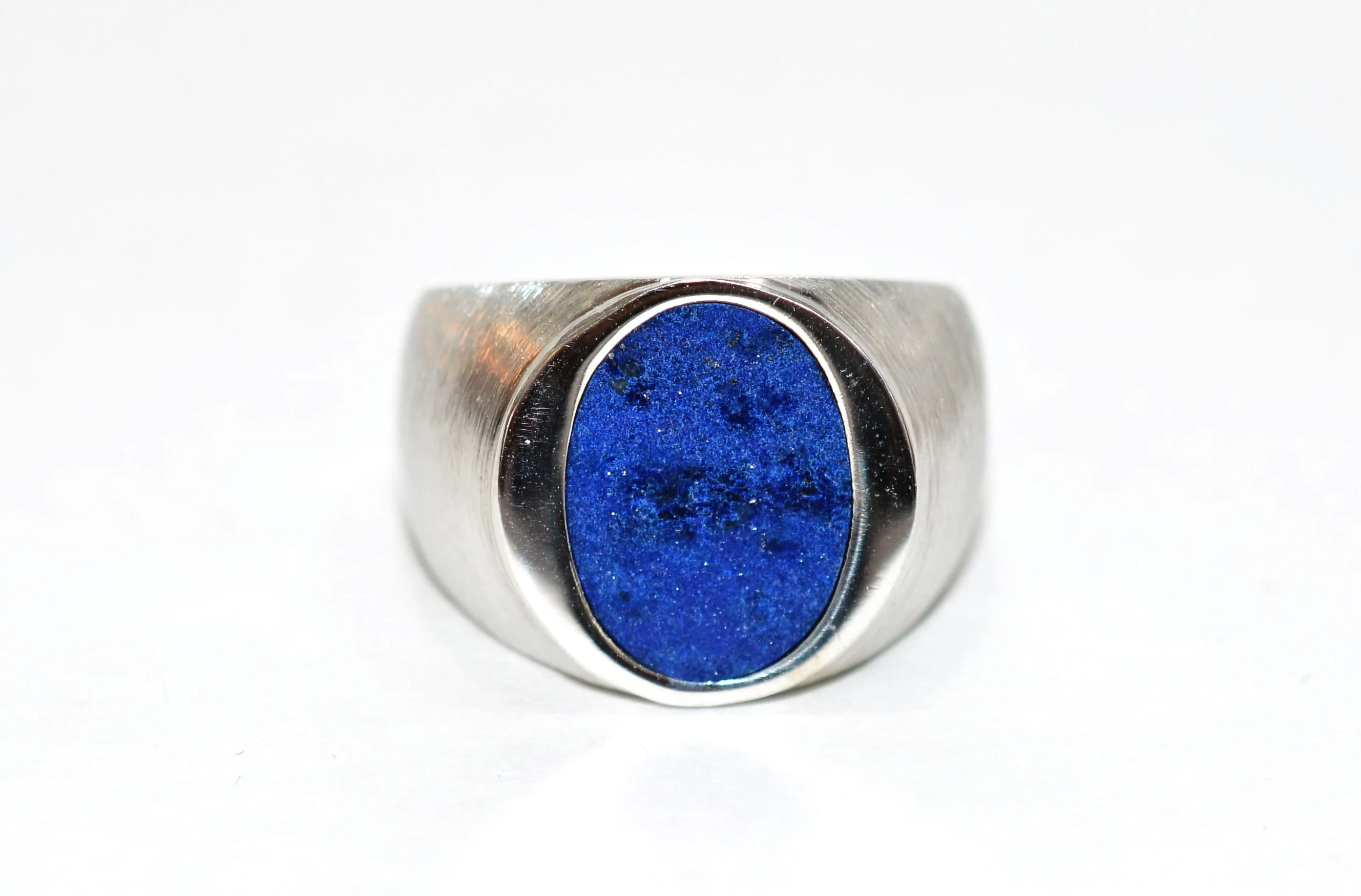 Natural Lapis Lazuli Ring 14K Solid White Gold Ring Men's Ring Statement Ring Cocktail Ring Gemstone Ring Blue Ring Vintage Ring Estate Ring