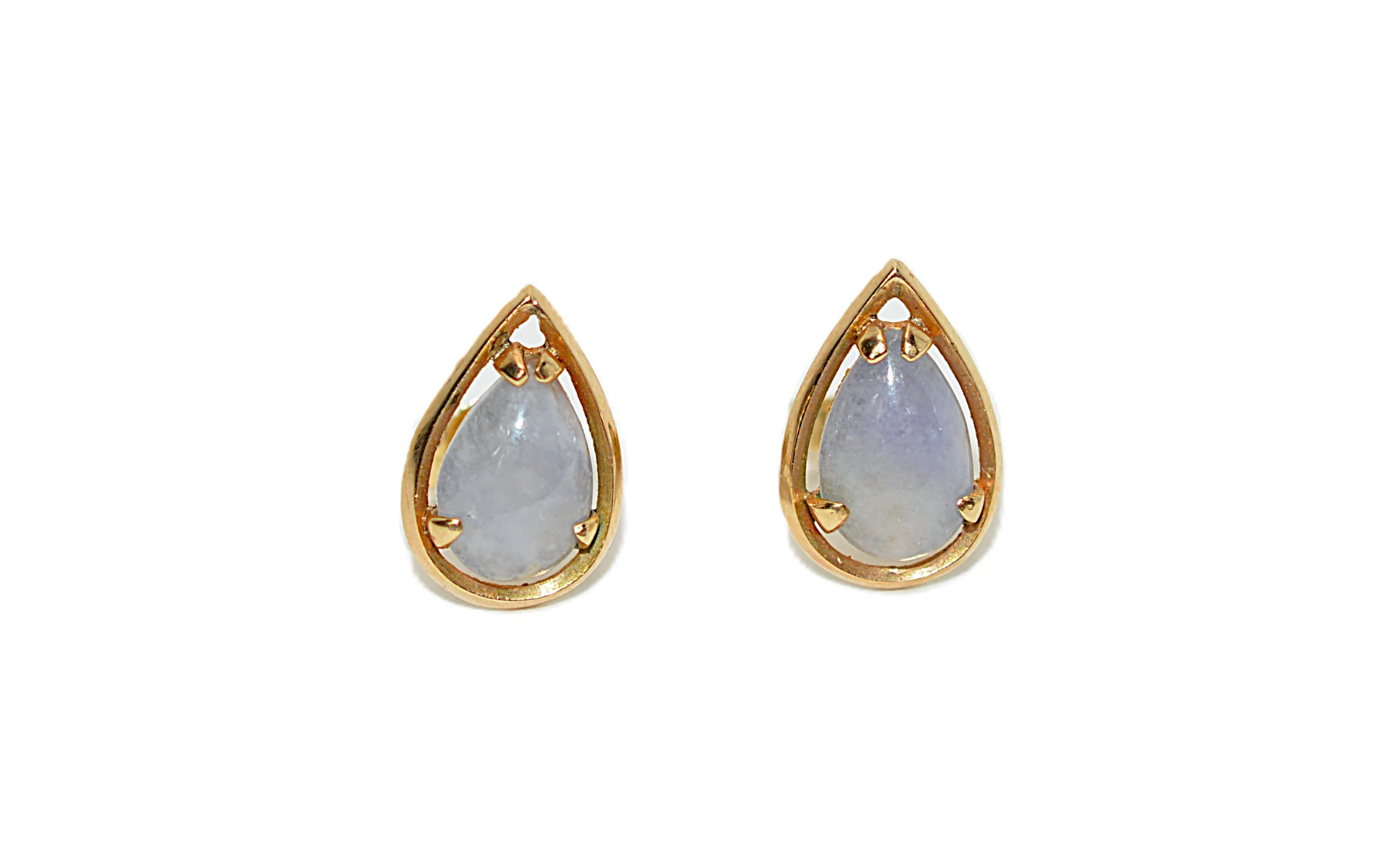 Natural Moonstone Earrings 14K Gold Earrings Solitaire Earrings Stud Earrings Vintage Estate Jewelry Fine Jewellery