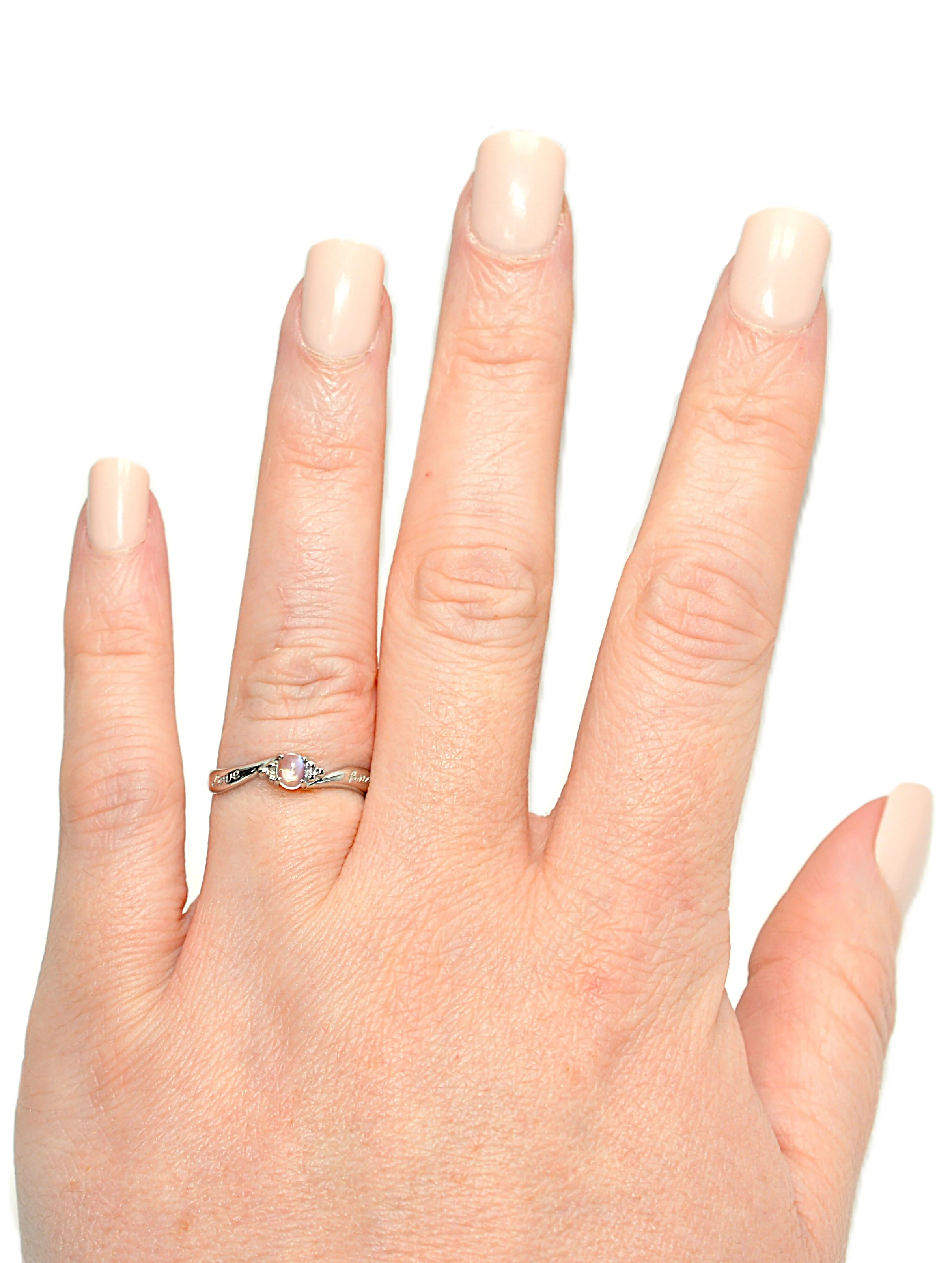 Natural Moonstone Ring Solid Platinum Solitaire Ring Promise Ring Bridal Jewelry Love Ring Engagement Ring Statement Ring Gemstone Ring - Image 2