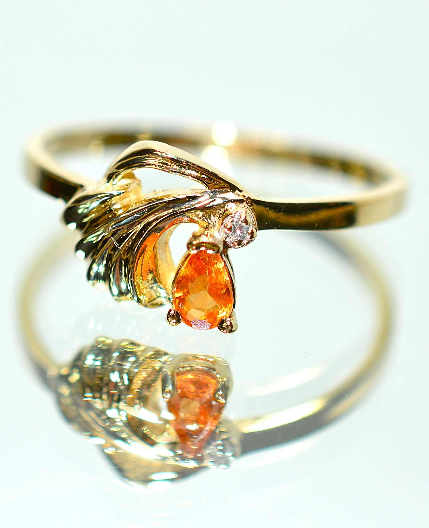 Natural Padparadscha Sapphire & Diamond Ring 10K Gold .24tcw Promise Ring Ladies Statement Orange Gemstone Ring September Birthstone - Image 8