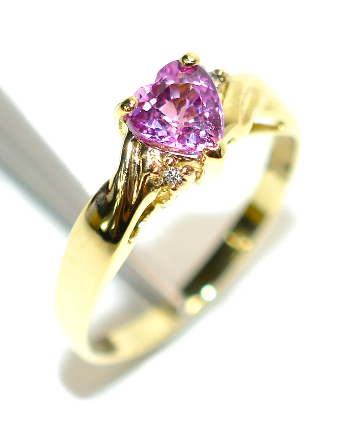 Natural Padparadscha Sapphire & Diamond Ring 14K Gold 1.14tcw Heart Gemstone Pink Ring September Birthstone Promise Ring Anniversary Bridal - Image 4