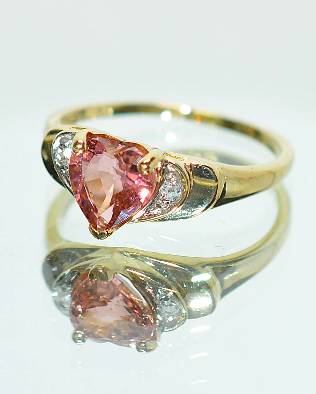 Natural Padparadscha Sapphire & Diamond Ring 14K Gold .88tcw Heart Gemstone Pink Ring September Birthstone Promise Ring Anniversary Ring - Image 16