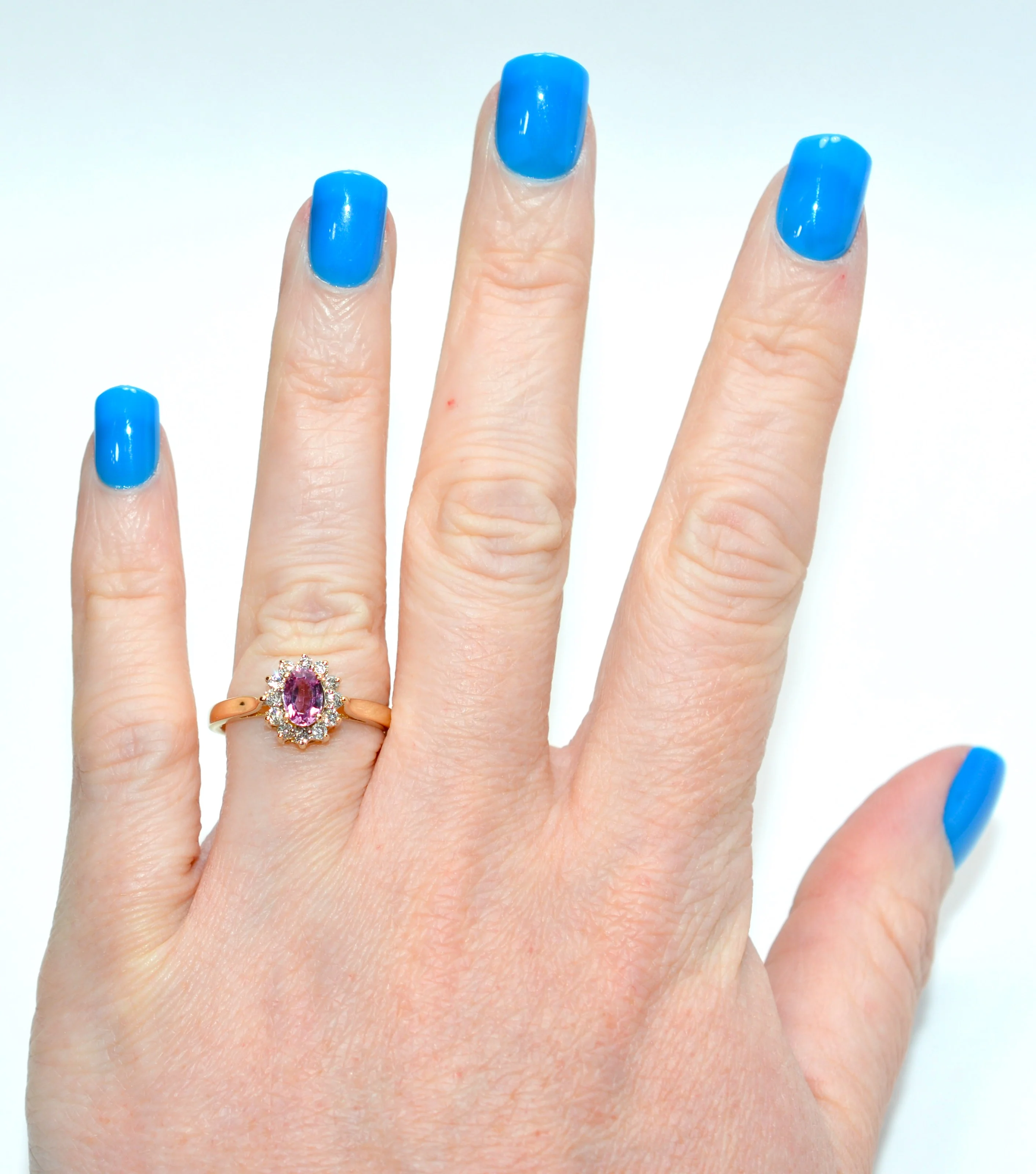 Certified Natural Padparadscha Sapphire & Diamond Ring 14K Solid Gold .80tcw Gemstone Ring Women's Ring Fine Jewelry Statement Ring Cluster Ring - Image 3