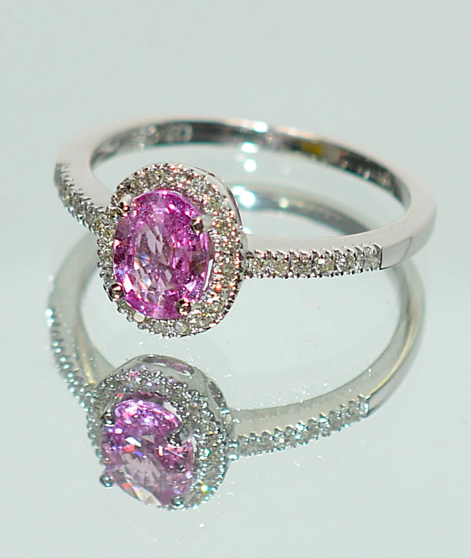 Natural Padparadscha Sapphire & Diamond Ring 14K White Gold 1.04tcw Pink Gemstone Ring Engagement Ring Birthstone Ring Statement Ring - Image 16
