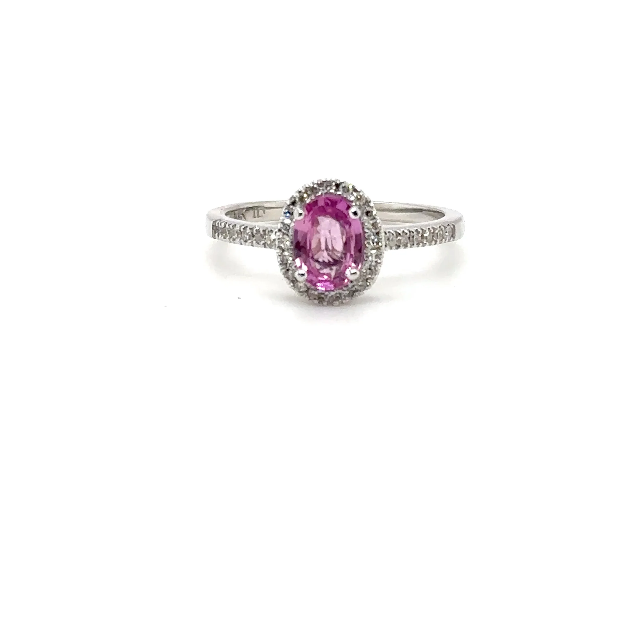 Natural Padparadscha Sapphire & Diamond Ring 14K White Gold 1.04tcw Pink Gemstone Ring Engagement Ring Birthstone Ring Statement Ring - Image 8