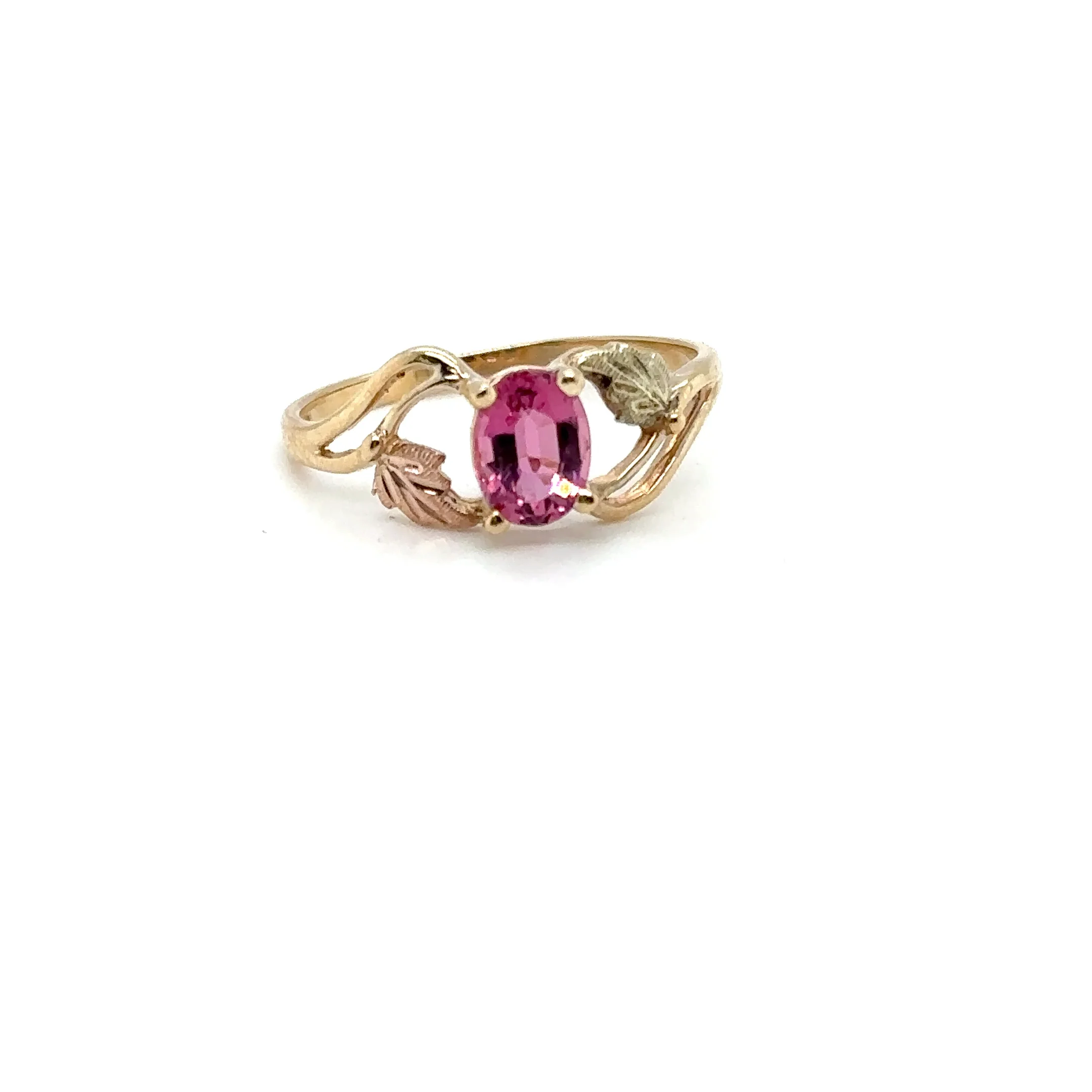Natural Padparadscha Sapphire Ring 10K Solid Gold 1.00ct Gemstone Black Hills Gold Ring September Birthstone Ring Boho Leaf Nature Ring - Image 8