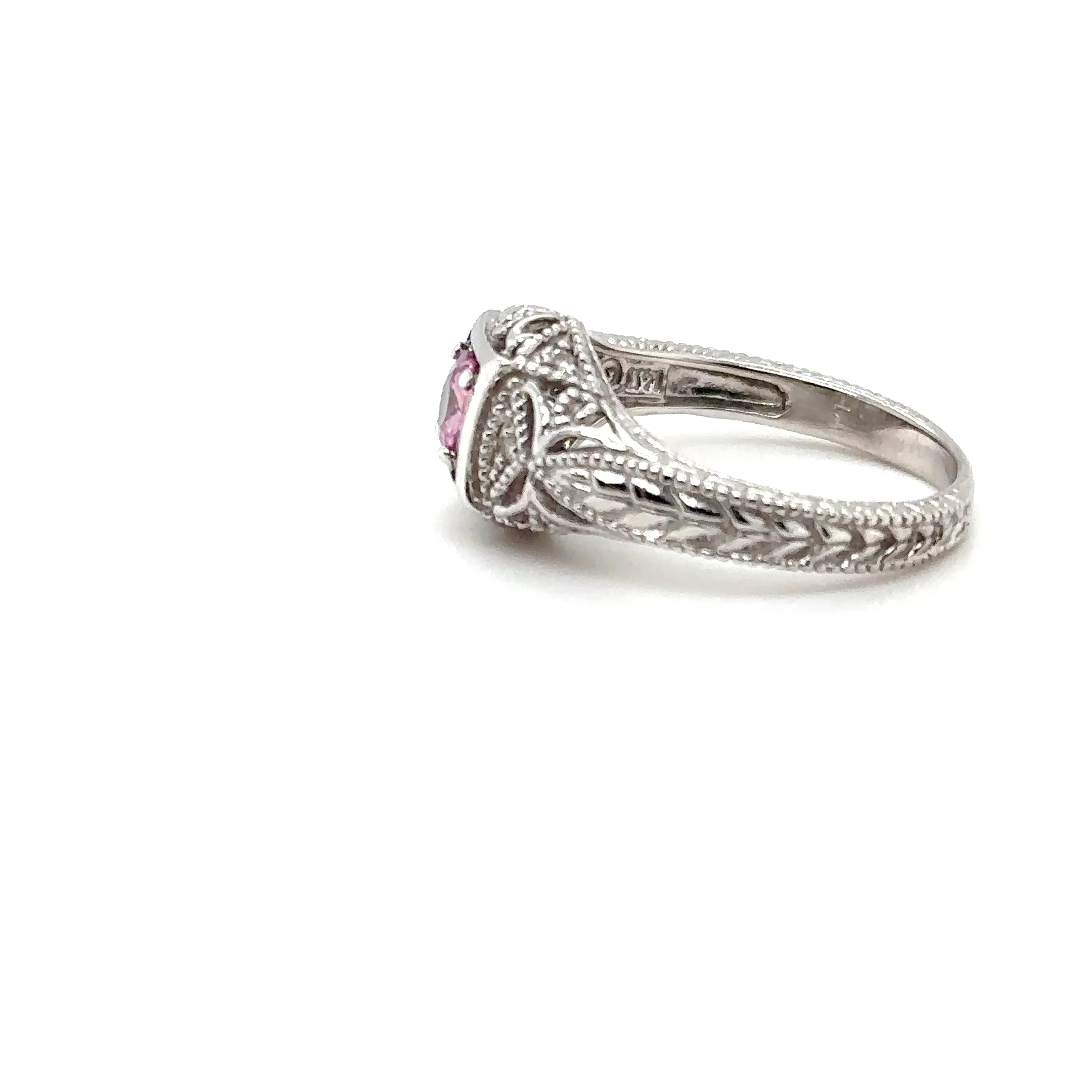 Natural Padparadscha Sapphire & Diamond Ring 14K White Gold .54tcw Engagement Ring September Birthstone Ring Pink Gemstone Ring Anniversary Wedding - Image 10