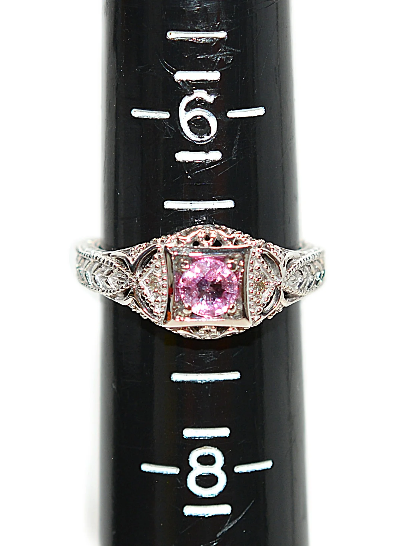 Natural Padparadscha Sapphire & Diamond Ring 14K White Gold .54tcw Engagement Ring September Birthstone Ring Pink Gemstone Ring Anniversary Wedding - Image 12