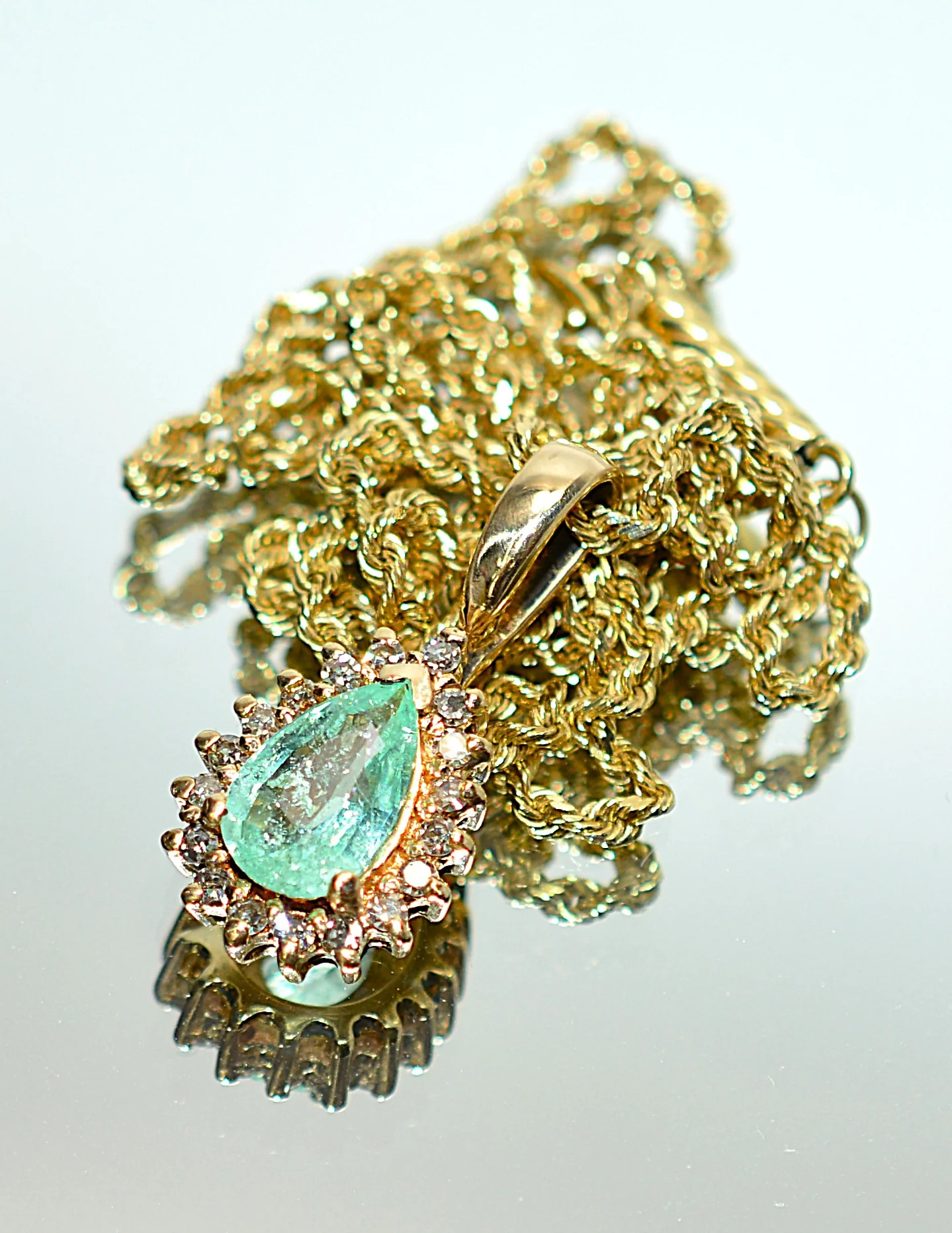 Natural Paraiba Tourmaline & Diamond Necklace 14K Solid Gold .79tcw Pendant Necklace Paraiba Necklace Tourmaline Necklace Estate - Image 3