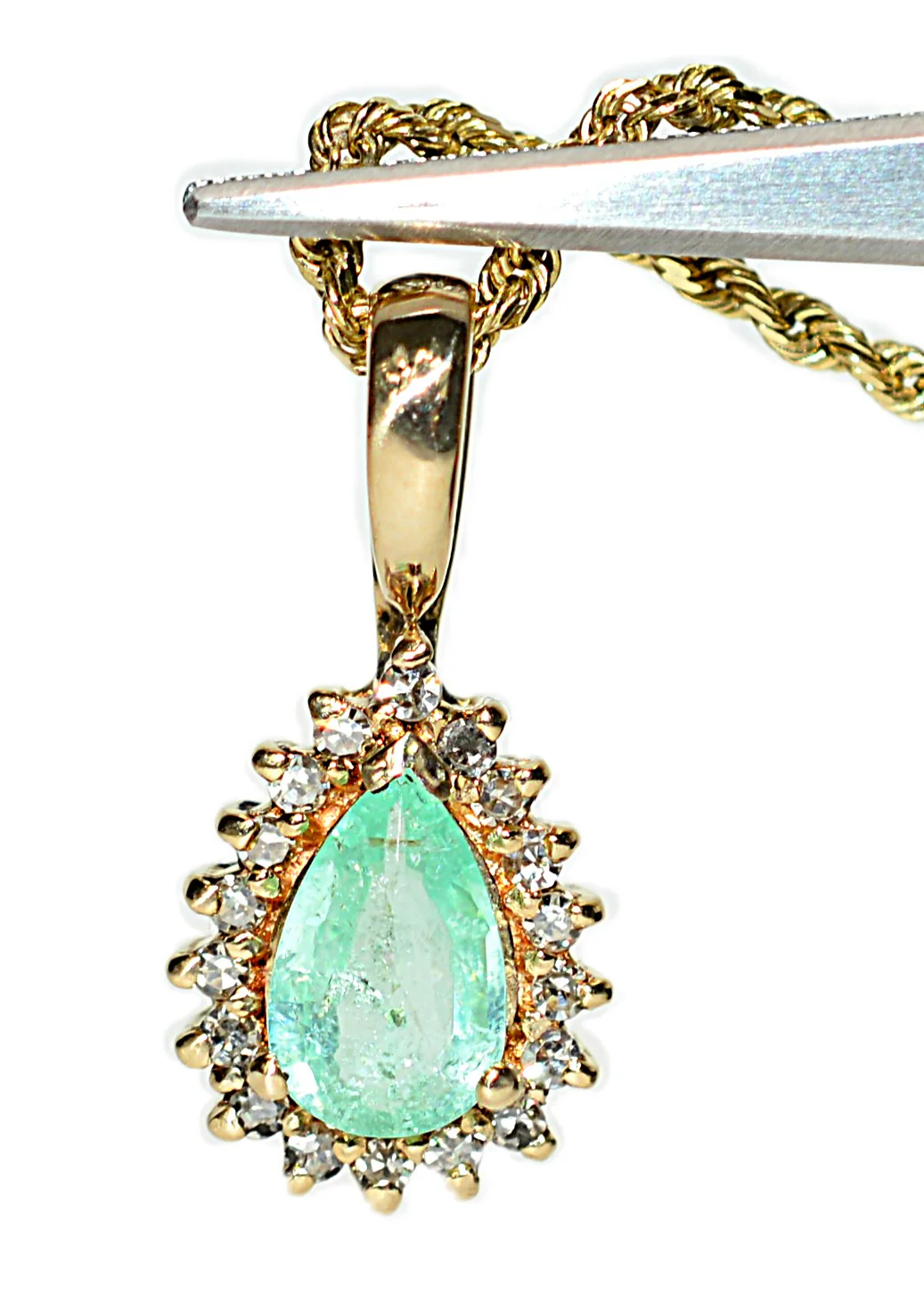 Natural Paraiba Tourmaline & Diamond Necklace 14K Solid Gold .79tcw Pendant Necklace Paraiba Necklace Tourmaline Necklace Estate - Image 4