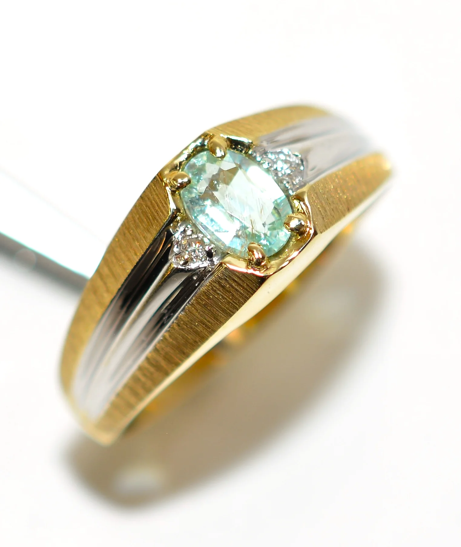 Natural Paraiba Tourmaline & Diamond Ring 10K Solid Gold .80tcw Men's Ring Gemstone Ring Birthstone Ring Statement Ring Cocktail Ring Estate - Image 4
