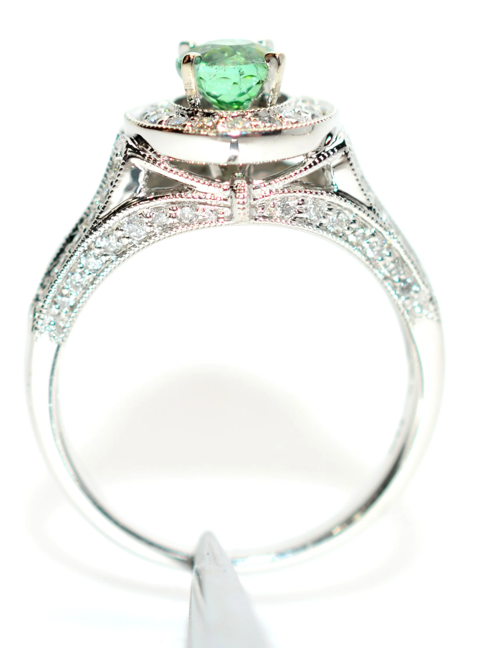 Natural Paraiba Tourmaline & Diamond Ring 14K .94tcw Engagement Ring Bridal Jewelry Green Gemstone May Birthstone Jewellery Cocktail Fancy - Image 3