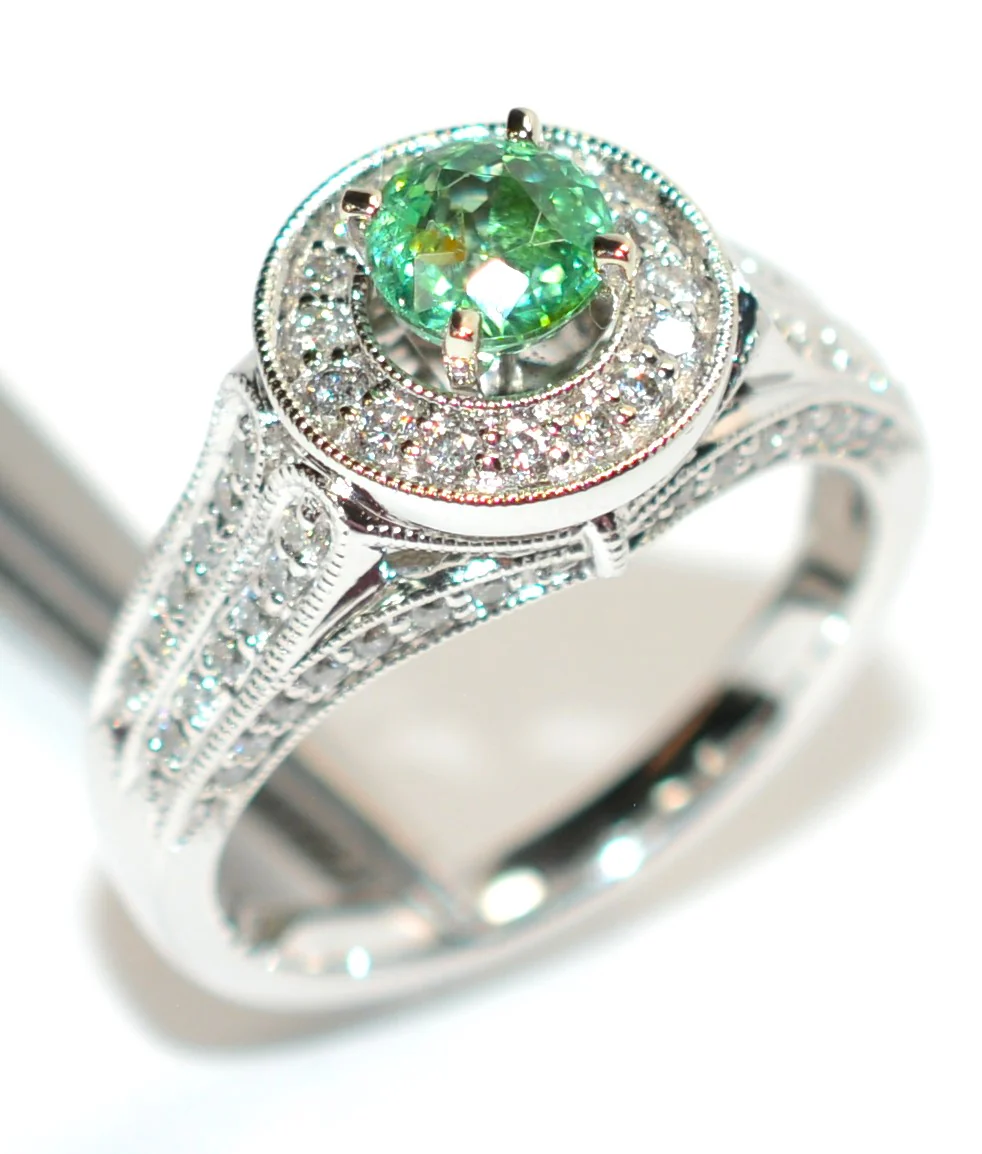 Natural Paraiba Tourmaline & Diamond Ring 14K .94tcw Engagement Ring Bridal Jewelry Green Gemstone May Birthstone Jewellery Cocktail Fancy - Image 4
