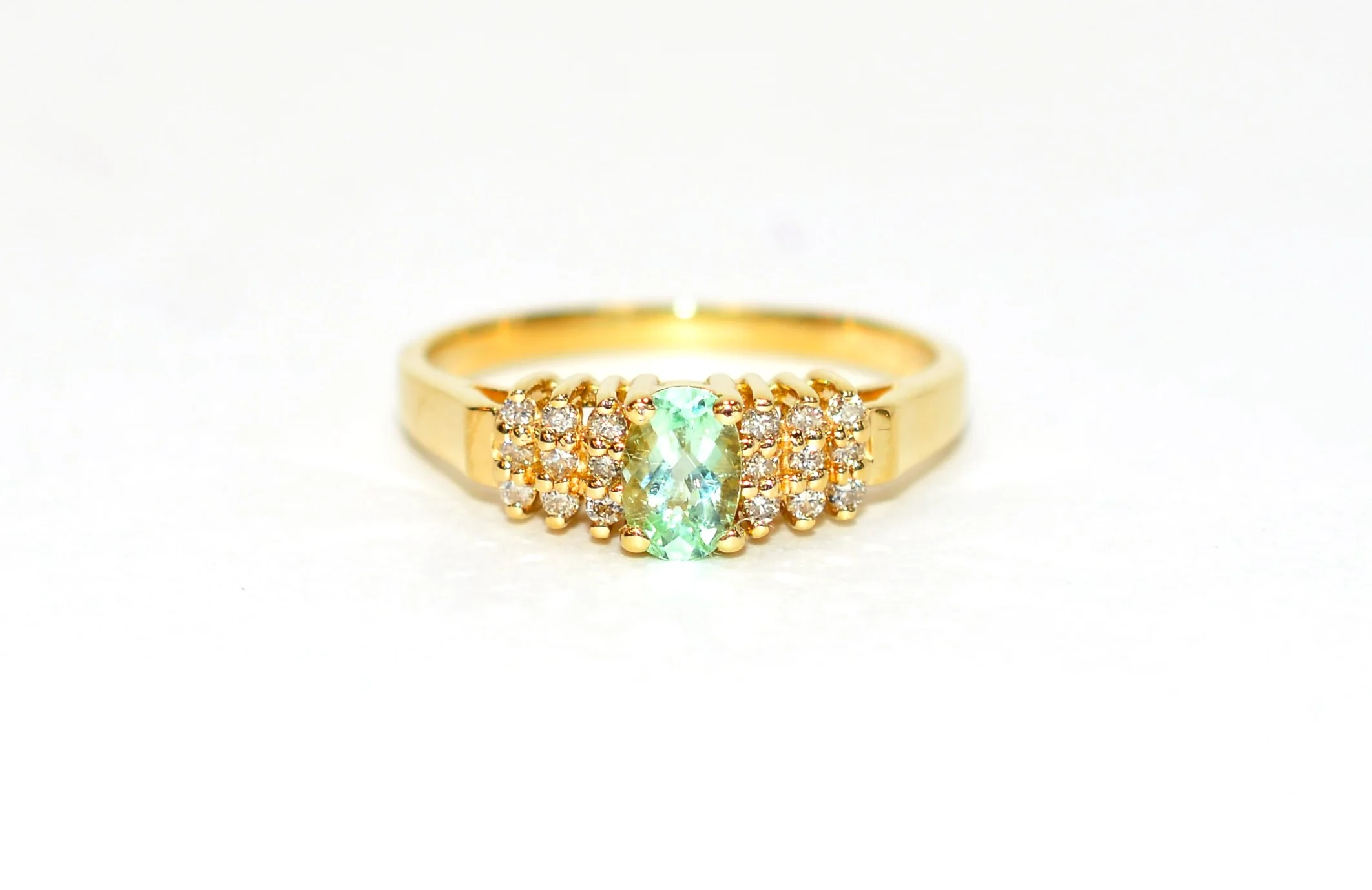 Natural Paraiba Tourmaline & Diamond Ring 14K Solid Gold .71tcw Cluster Ring Gemstone Ring Birthstone Ring Cocktail Ring Statement Ring