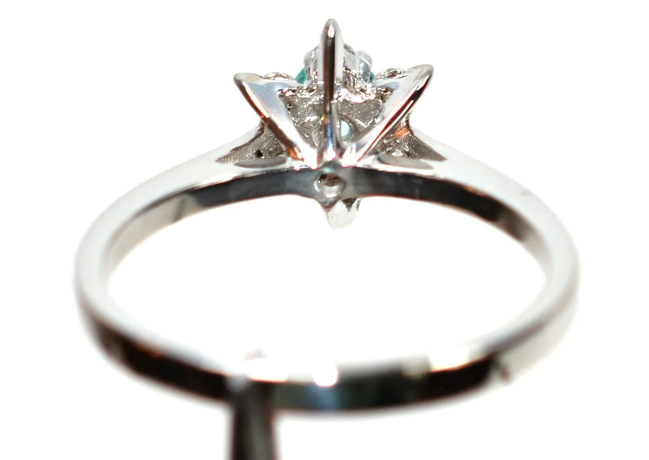 Natural Paraiba Tourmaline & Diamond Ring 14K Solid White Gold Ring .41tcw Women's Ring Ladies Ring Birthstone Ring Flower Ring Floral Ring - Image 8