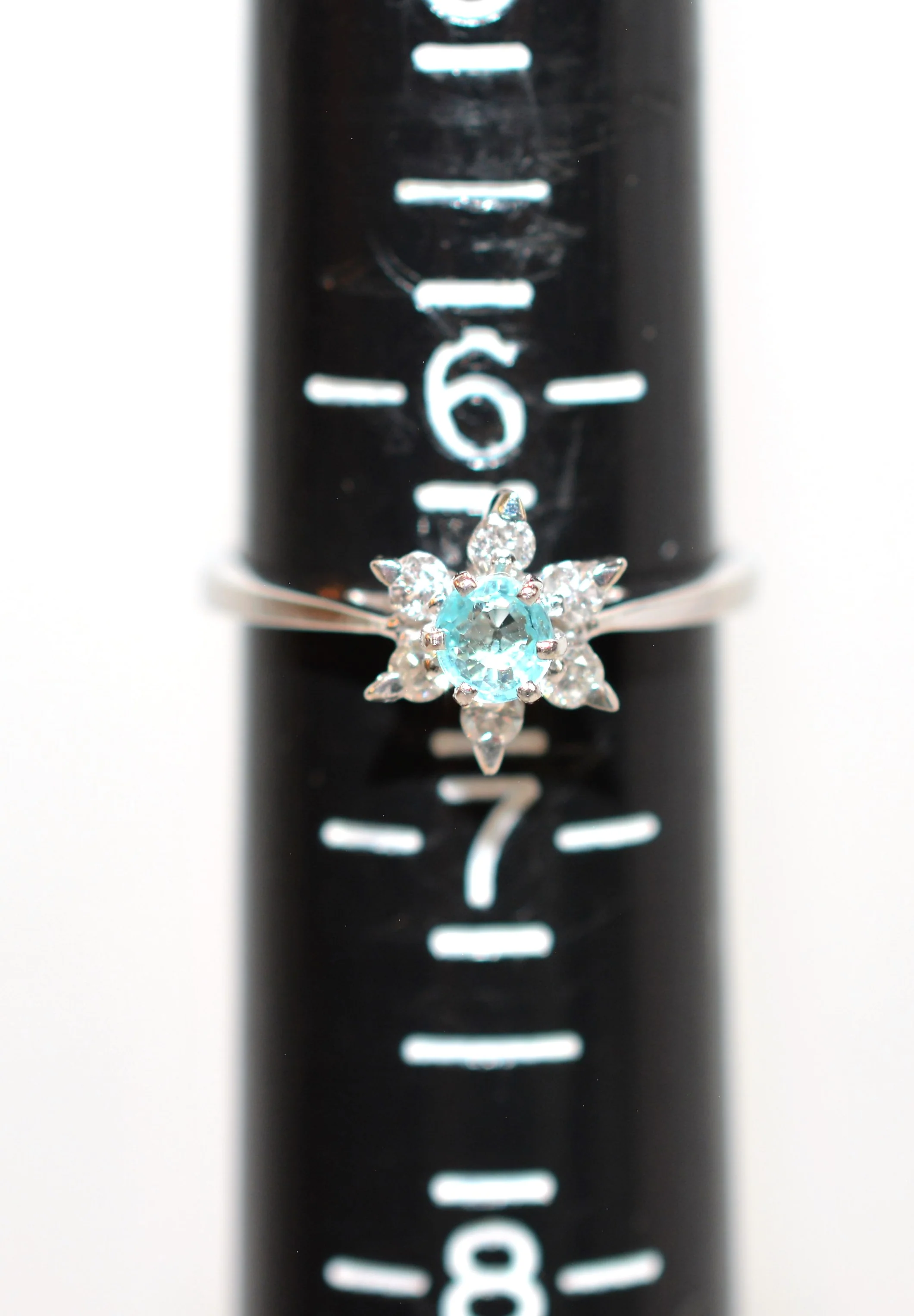 Natural Paraiba Tourmaline & Diamond Ring 14K Solid White Gold Ring .41tcw Women's Ring Ladies Ring Birthstone Ring Flower Ring Floral Ring - Image 9