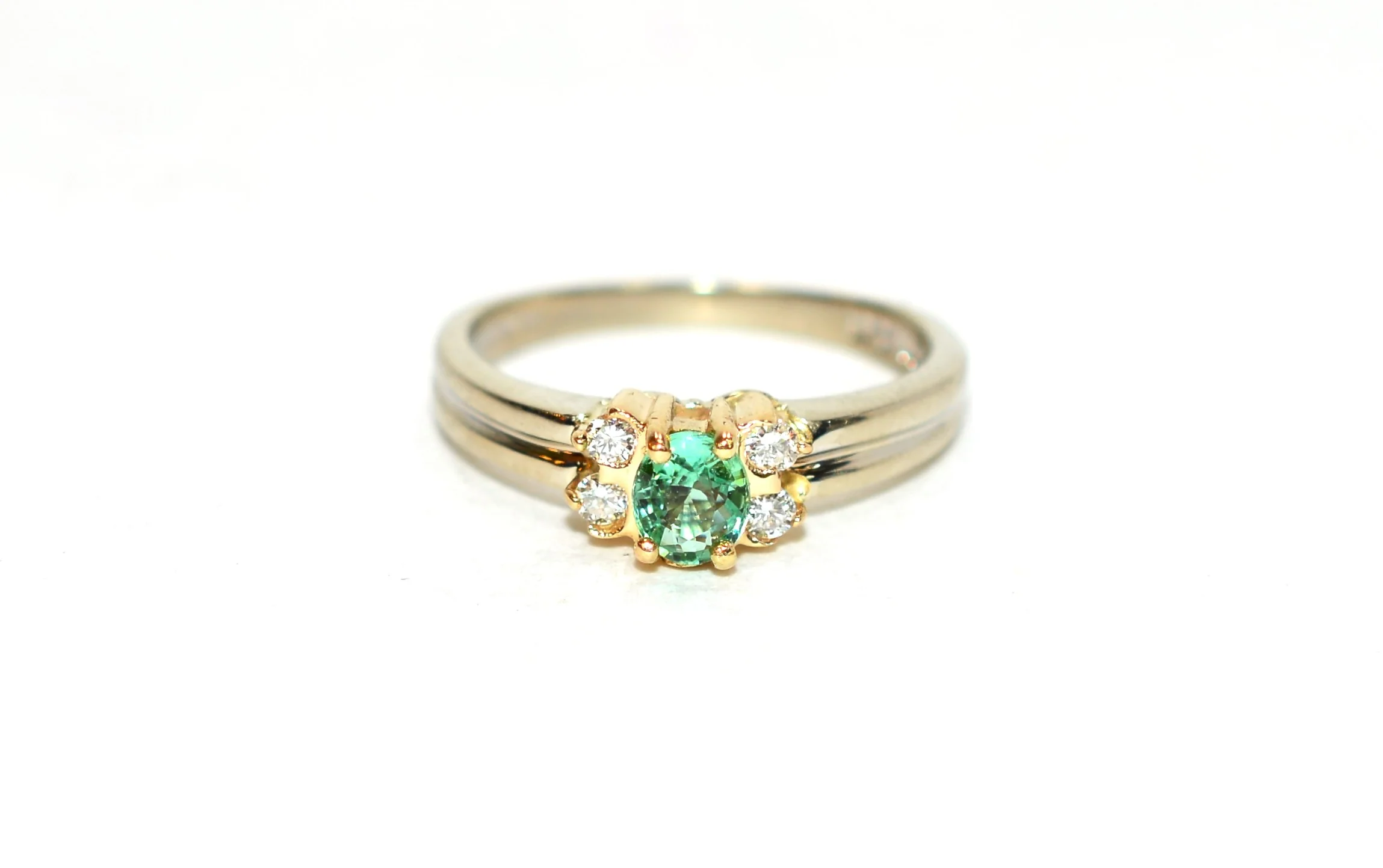 Natural Paraiba Tourmaline & Diamond Ring 14K White Gold .71tcw Birthstone Gemstone Two Tone Gold Statement Engagement Cocktail Estate Ring