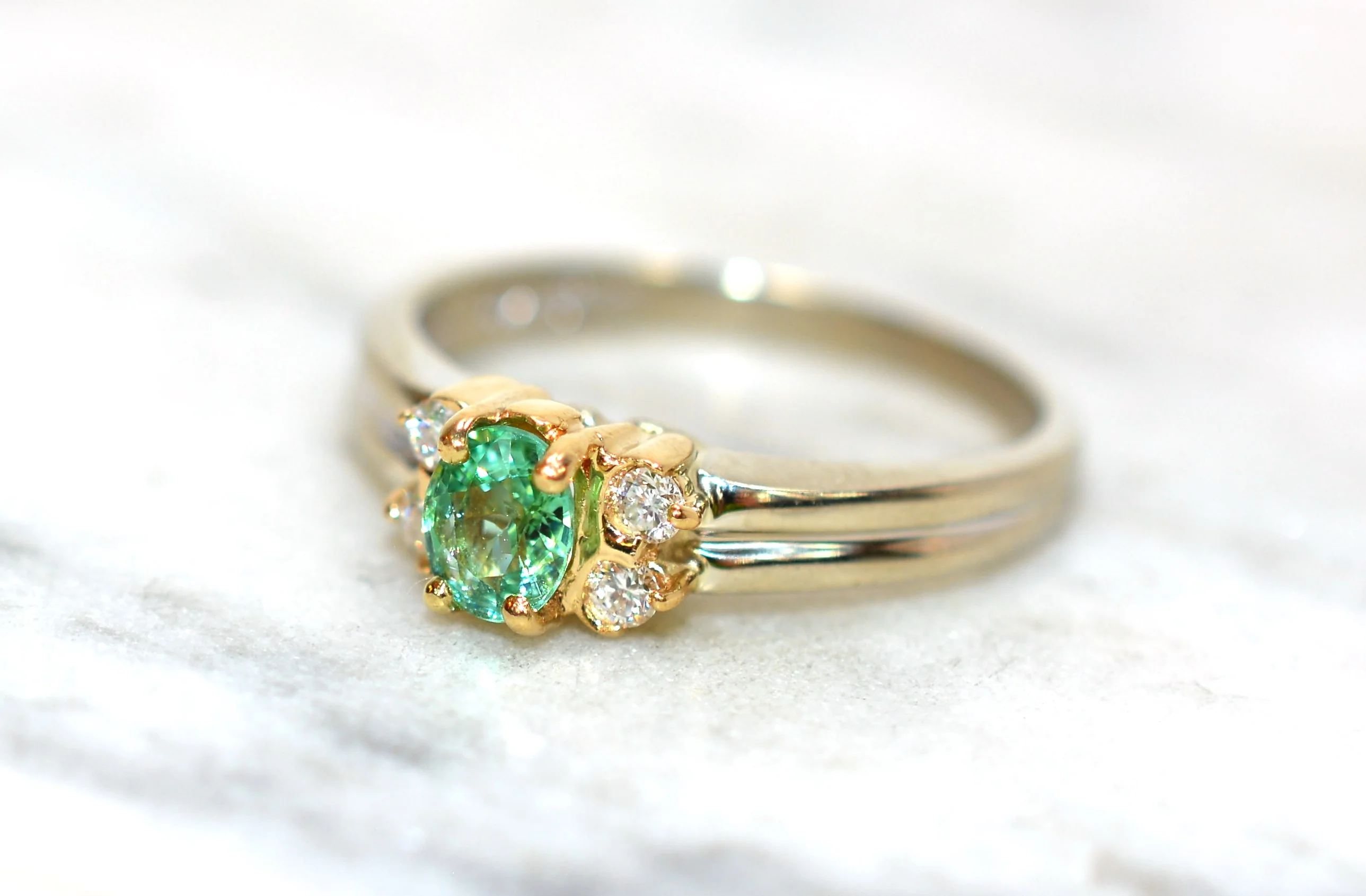 Natural Paraiba Tourmaline & Diamond Ring 14K White Gold .71tcw Birthstone Gemstone Two Tone Gold Statement Engagement Cocktail Estate Ring - Image 8