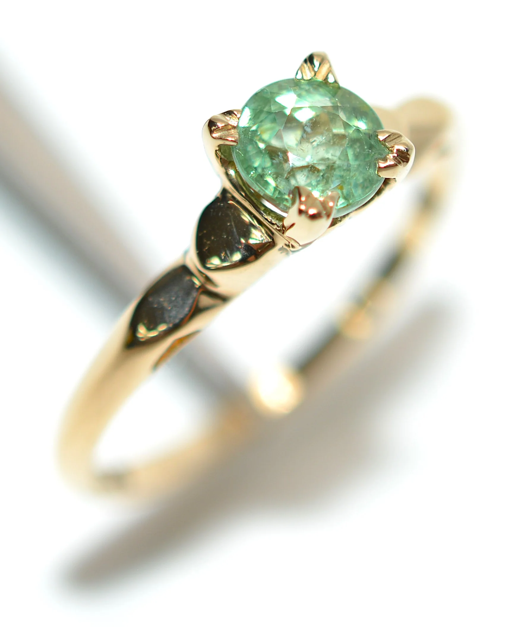 Natural Paraiba Tourmaline Ring 14K Yellow Gold .73ct Gemstone Ring Women's Ring Estate Jewelry Jewellery Vintage Fine Green Ring Solitaire - Image 4