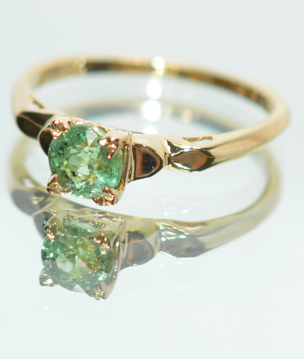 Natural Paraiba Tourmaline Ring 14K Yellow Gold .73ct Gemstone Ring Women's Ring Estate Jewelry Jewellery Vintage Fine Green Ring Solitaire - Image 8