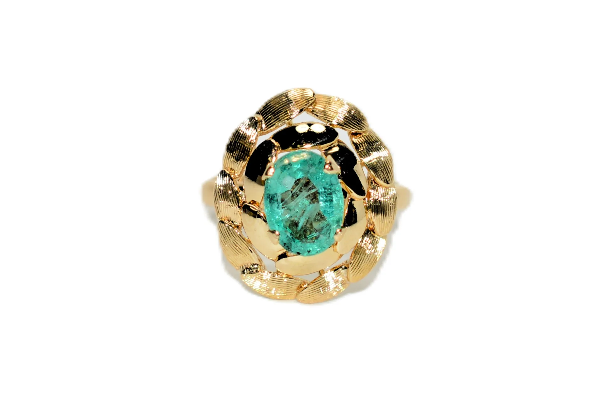 Natural Paraiba Tourmaline Ring 18K Gold 1.31ct Gemstone Ring Solitaire Ring Birthstone Ring Vintage Ring Saucer Ring Ballerina Ring Estate