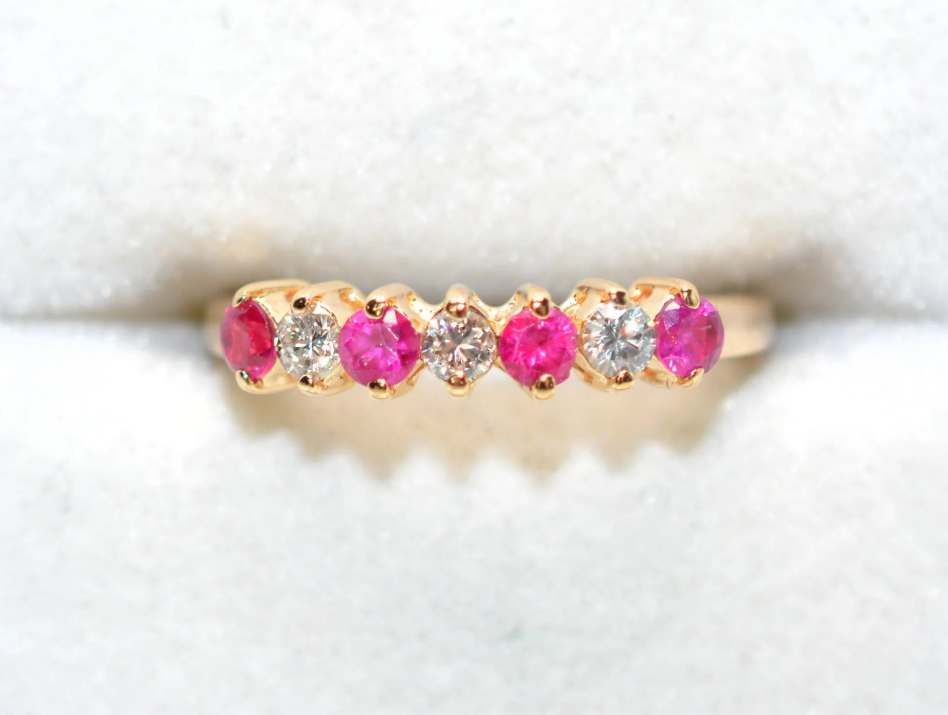 Natural Ruby & Diamond Ring 10K Solid Gold .86tcw Ruby Band Cluster Birthstone July Birthstone Red Gemstone Promise Wedding Anniversary - Image 5