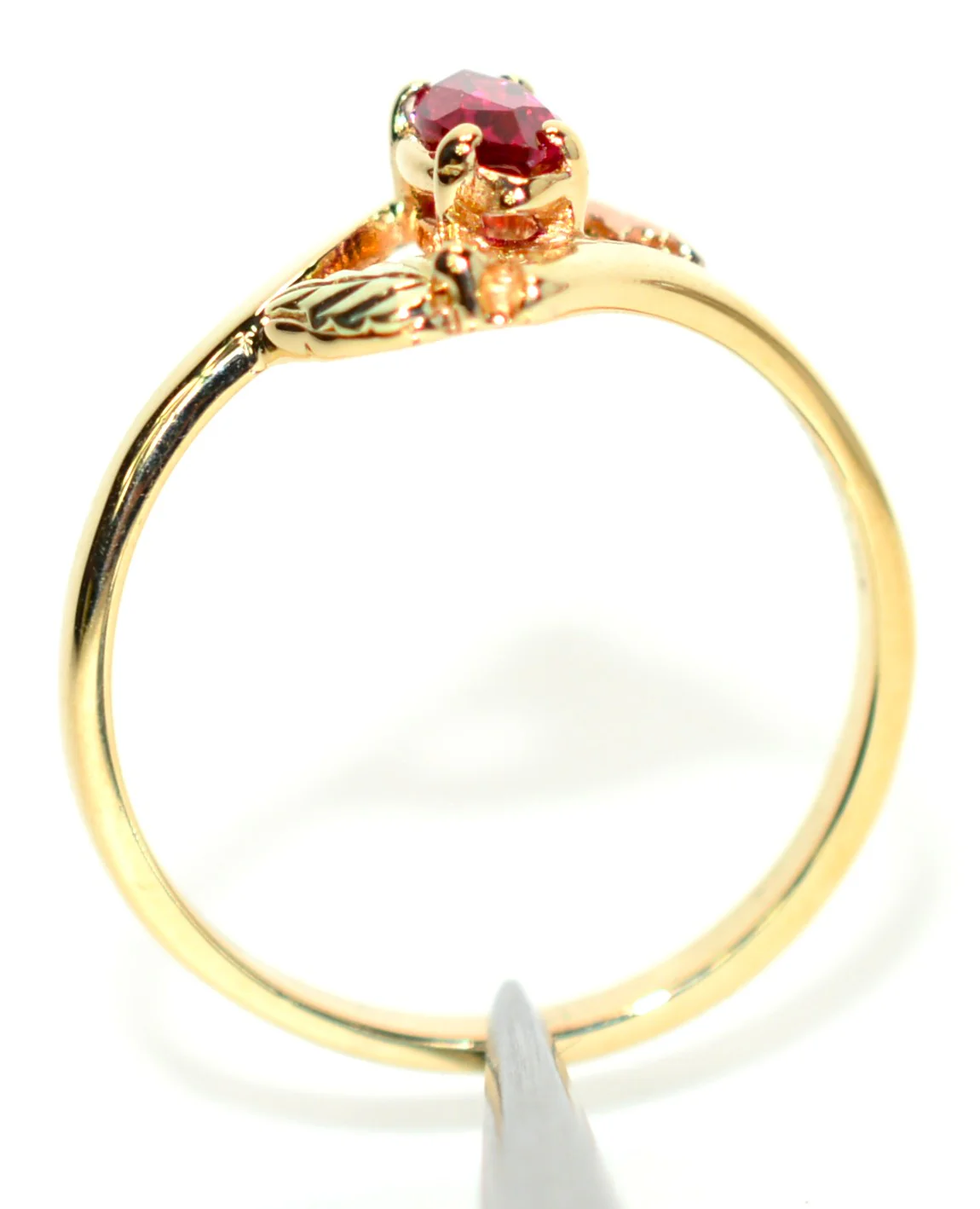 Natural Ruby Ring 10K Solid Gold .43ct Black Hills Gold Ring July Birthstone Tri Tone Gold Tri Colored Gold Solitaire Ring Boho Ring USA - Image 3