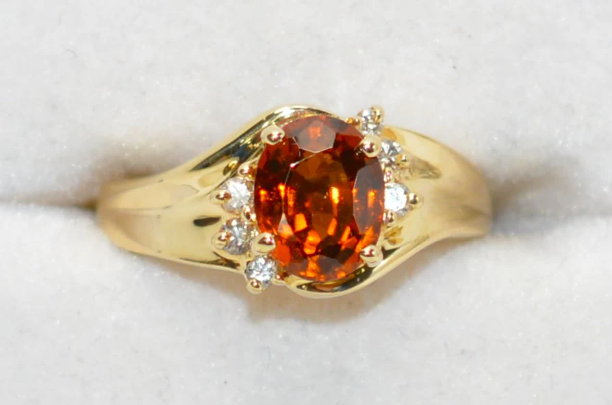 Natural Spessartine Mandarin Garnet & Diamond Ring 14K Solid Gold 1.73tcw Fanta Garnet Ring Orange Ring January Birthstone Ring Women's Ring - Image 5