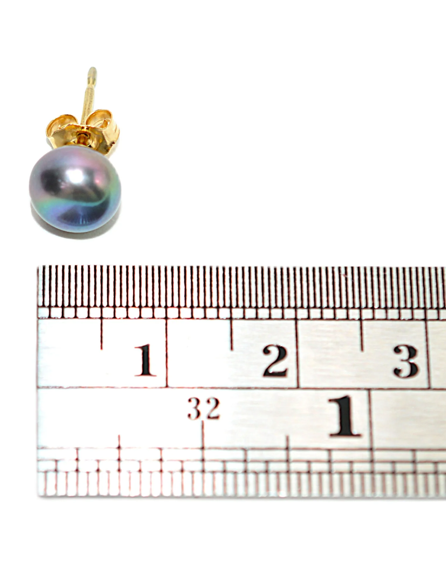 Natural Tahitian Pearl Earrings 14K Gold Earrings Solitaire Earrings Stud Earrings Vintage Estate October Birthstone Gray Pearl Jewelry - Image 4