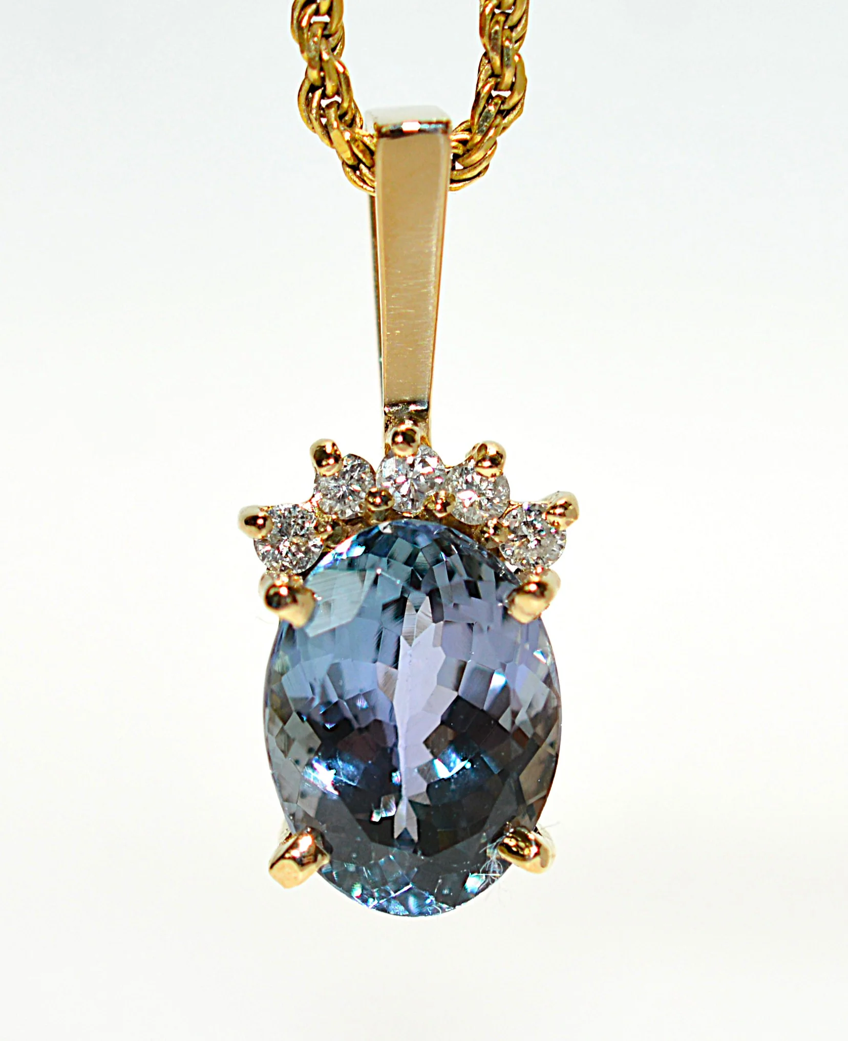 Natural Tanzanite & Diamond Necklace 14K Solid Gold 3.61tcw Tanzanite Necklace Designer Pendant Cocktail Necklace Statement Jewelry - Image 7