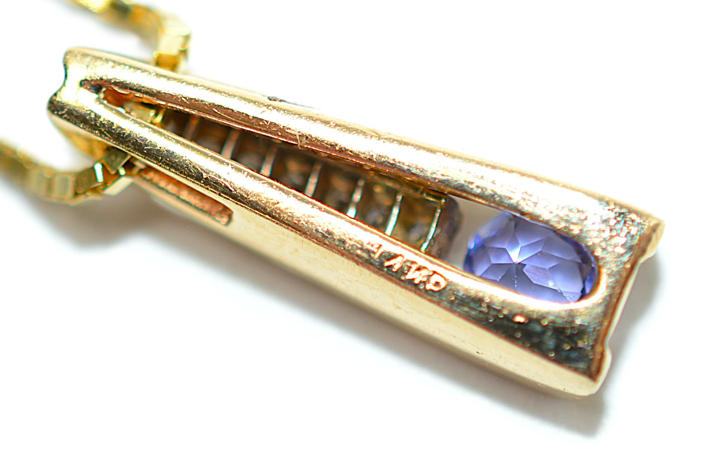 Natural Tanzanite & Diamond Necklace 14K Solid Gold .36tcw Tanzanite Pendant Purple Gemstone December Birthstone Diamond Pendant Estate - Image 6