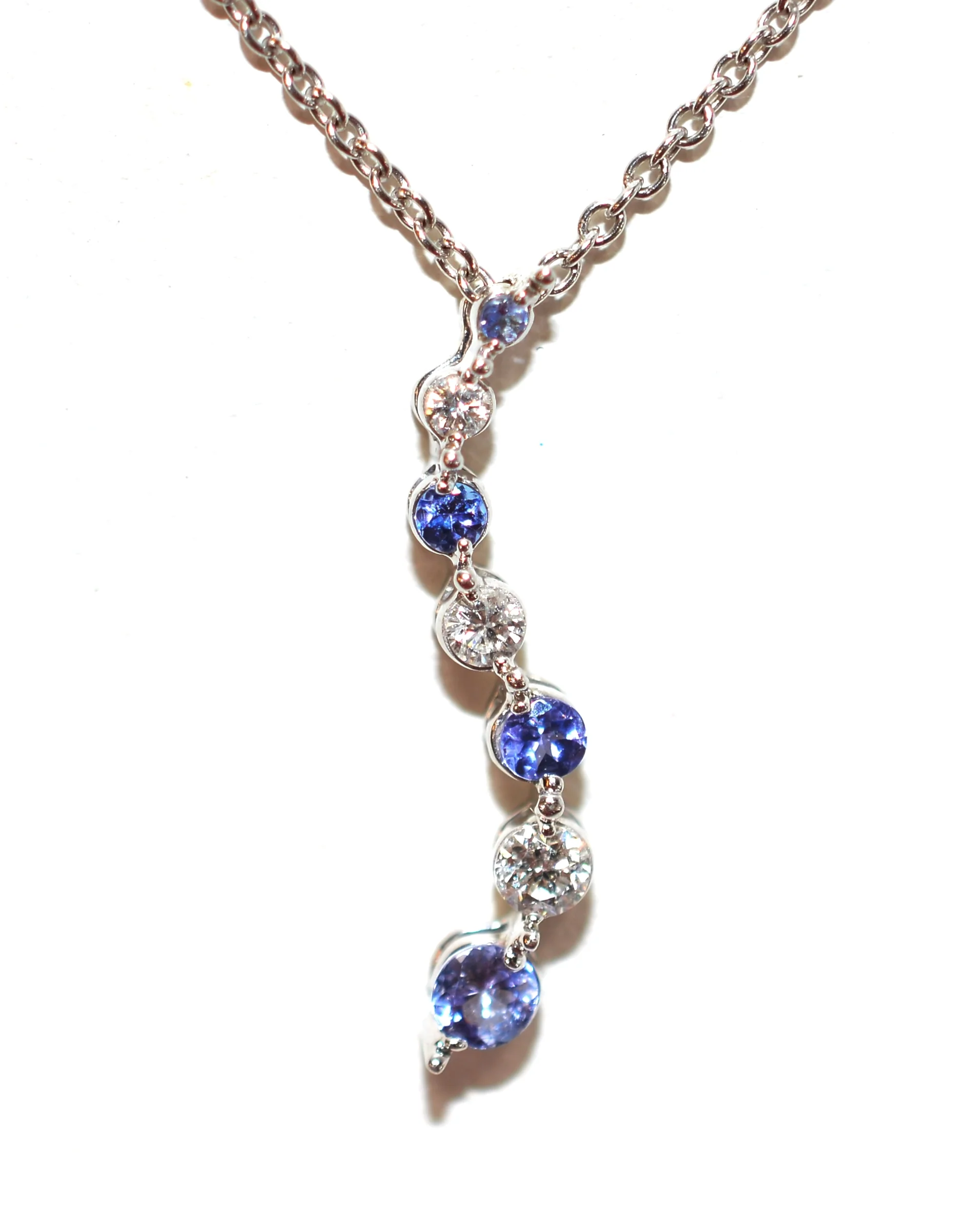 Natural Tanzanite & Diamond Necklace 14K White Gold .51tcw Tanzanite Necklace Pendant Necklace Birthstone Necklace Bridal Jewelry Fine Drop - Image 2