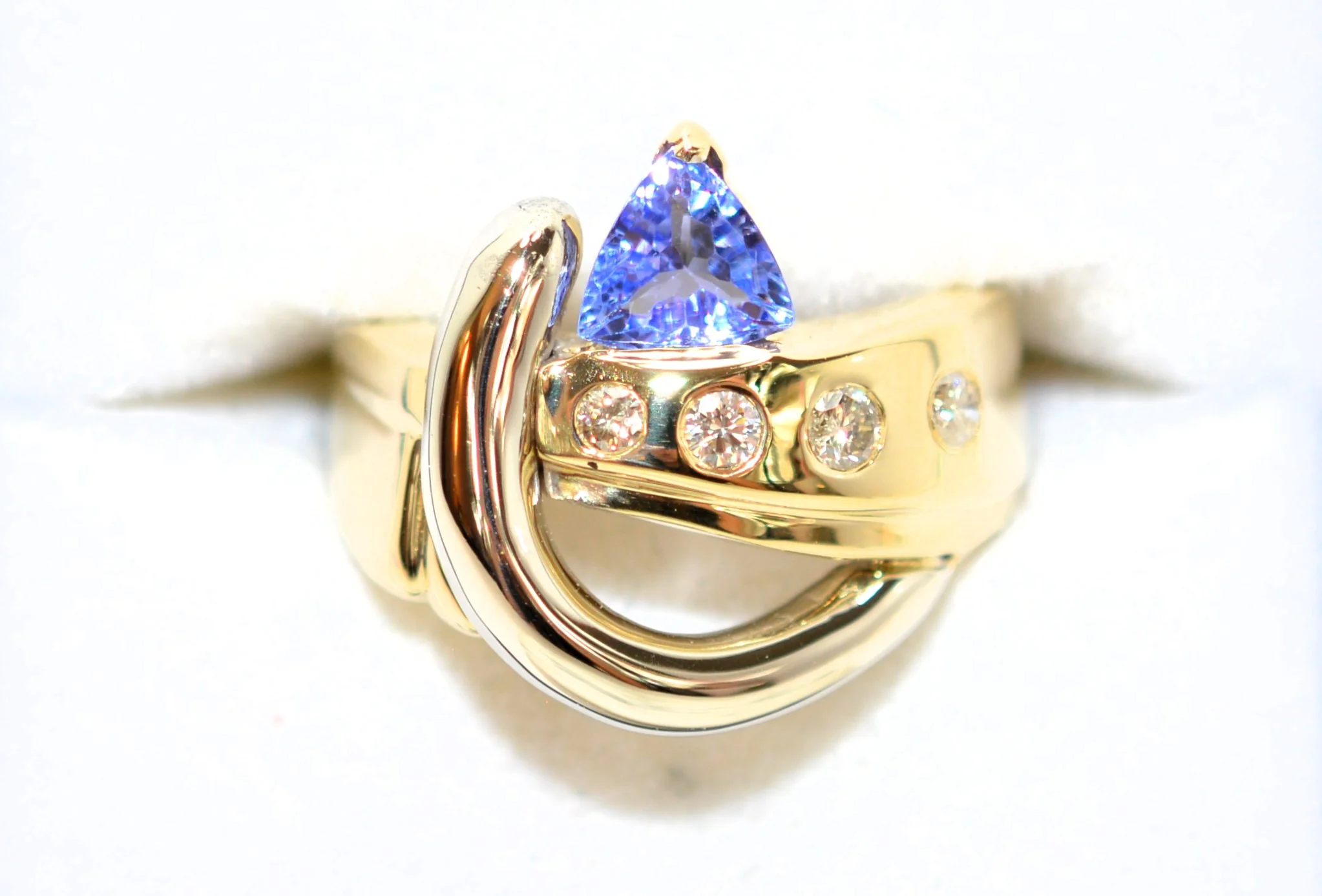 Natural Tanzanite & Diamond Ring 14K Solid Gold .76tcw Cocktail Ring Tanzanite Ring Statement Cocktail Birthstone Ring Estate Jewellery Gem - Image 5